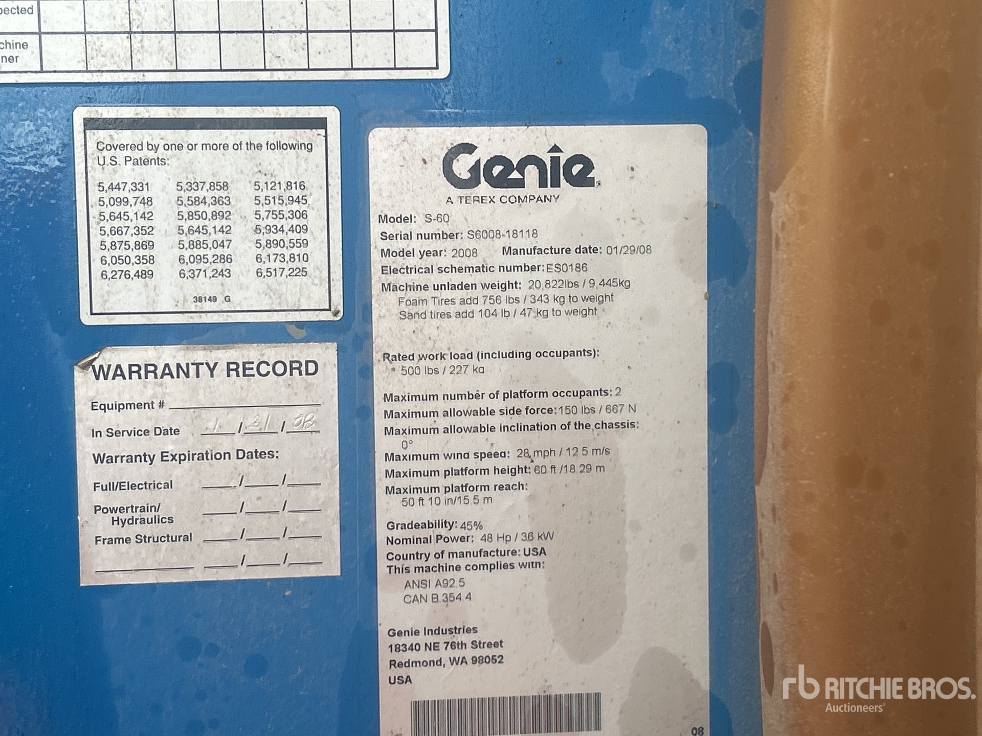 General Appearance with Serial Number / VIN