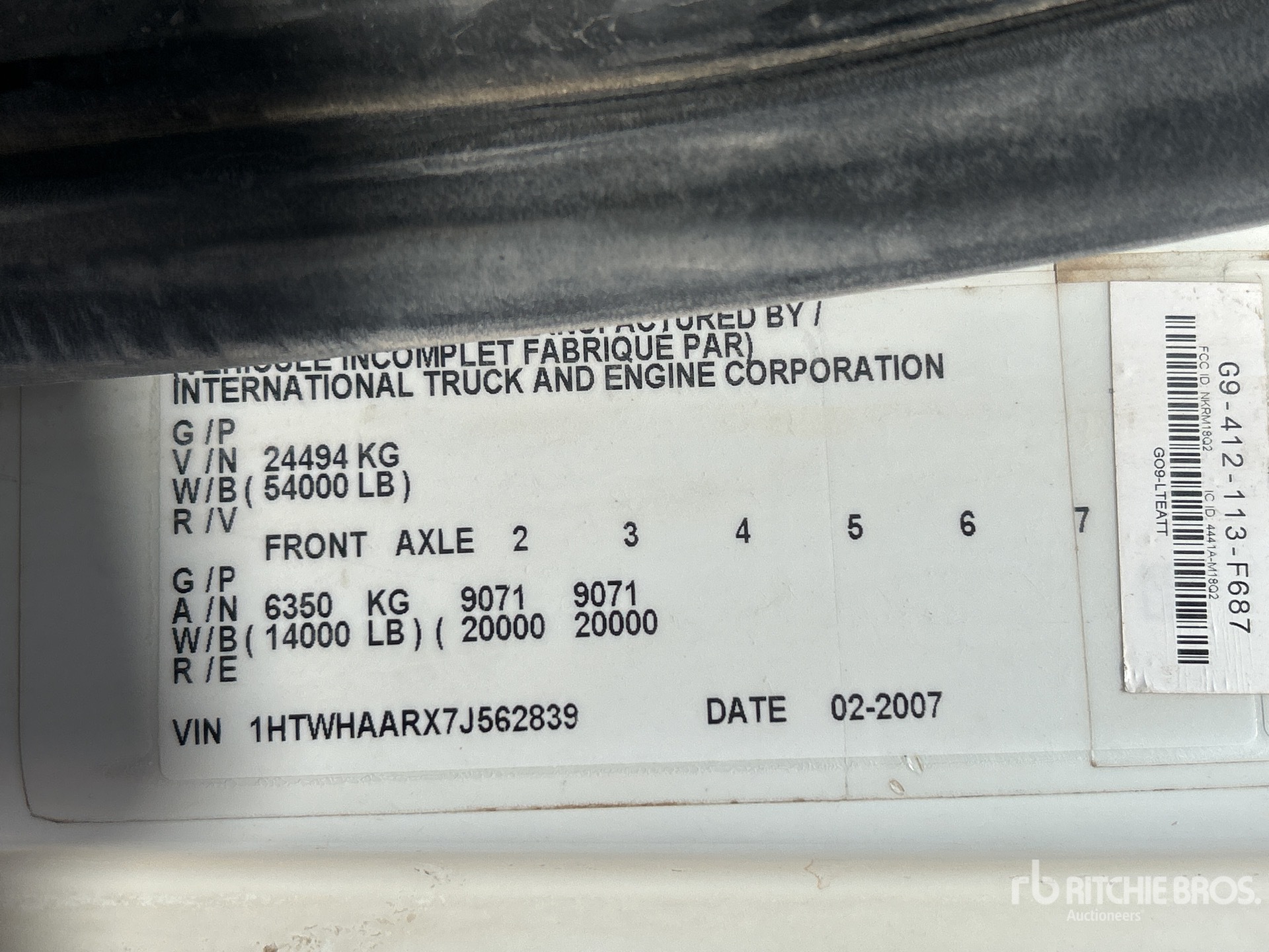General Appearance with Serial Number / VIN