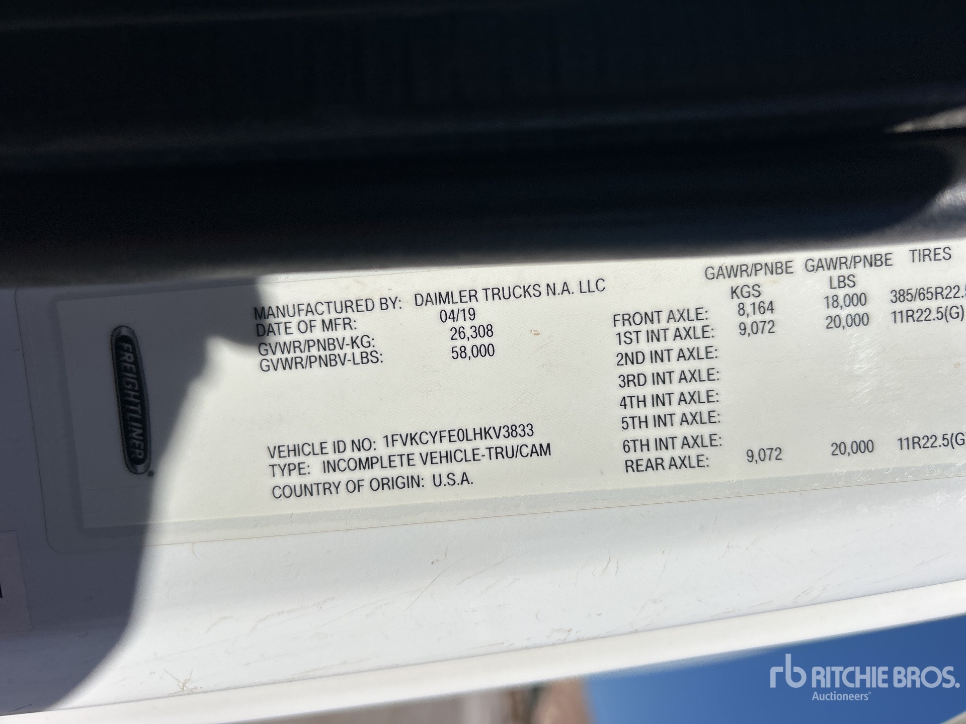 General Appearance with Serial Number / VIN