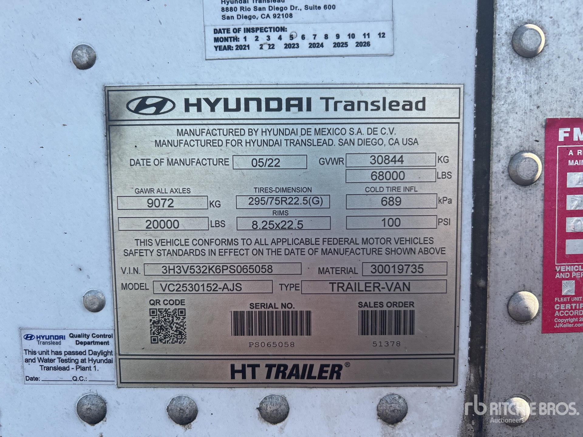 General Appearance with Serial Number / VIN