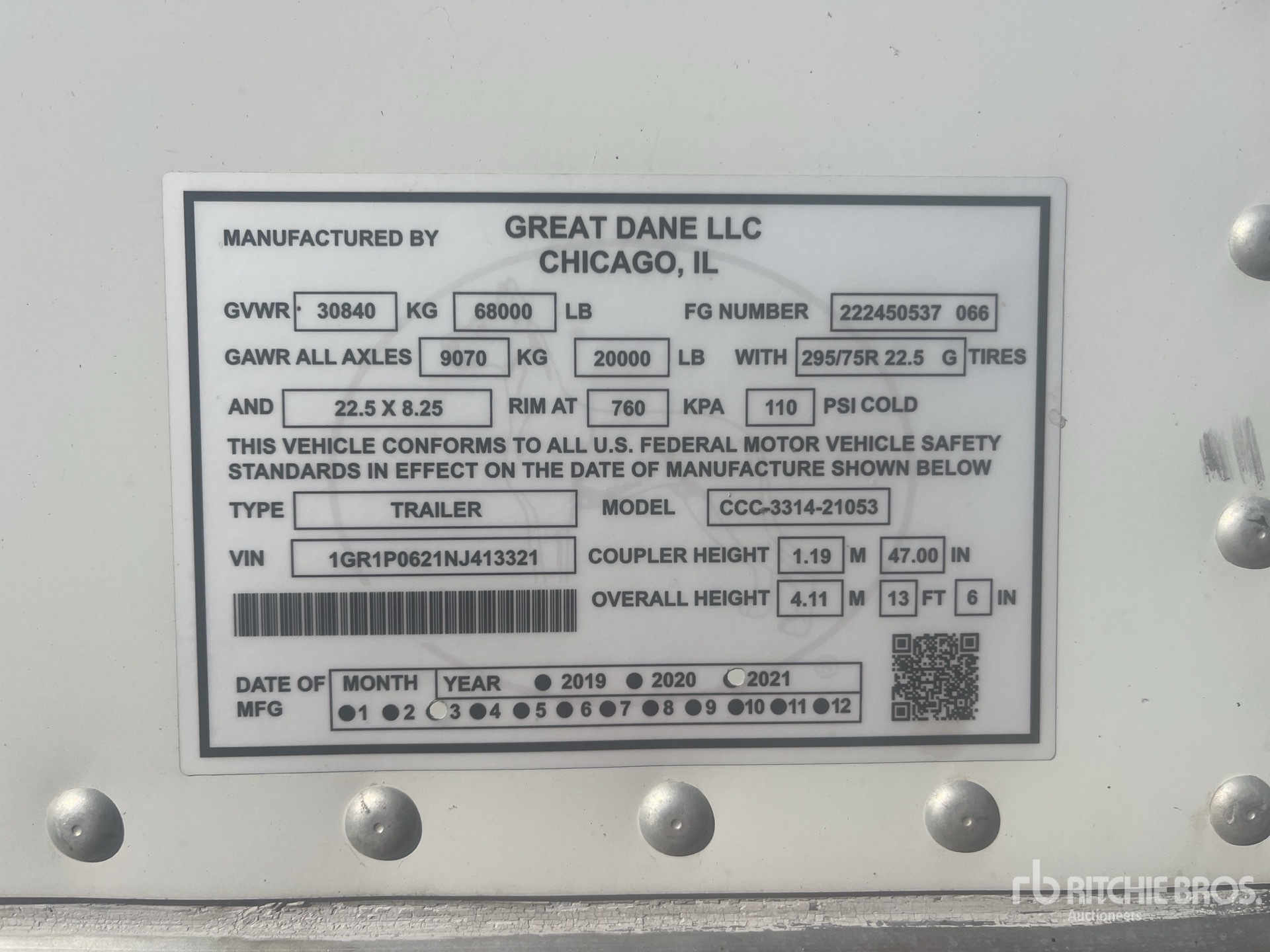 General Appearance with Serial Number / VIN