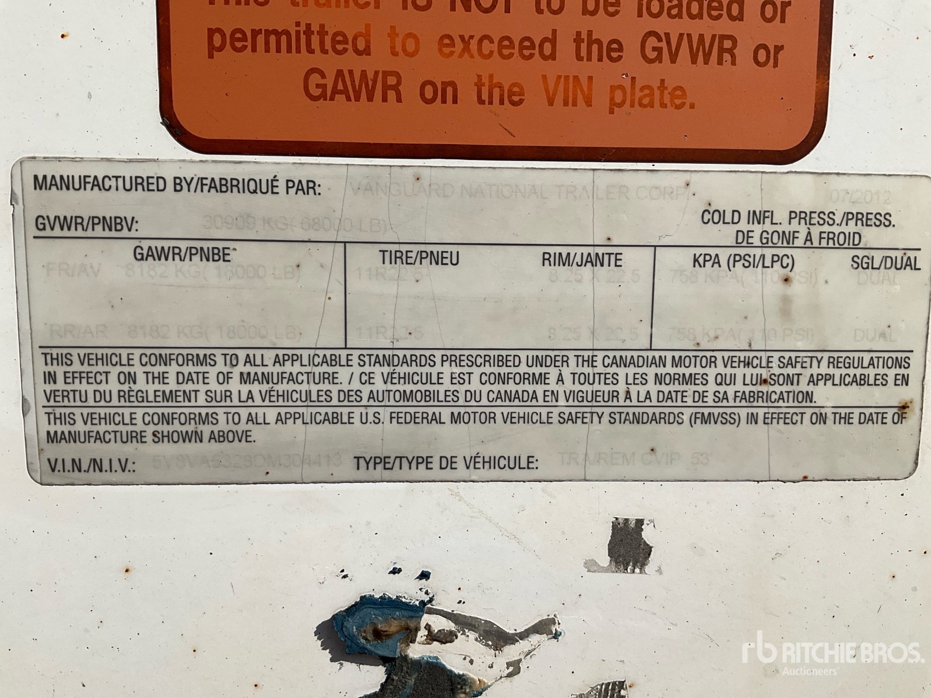 General Appearance with Serial Number / VIN