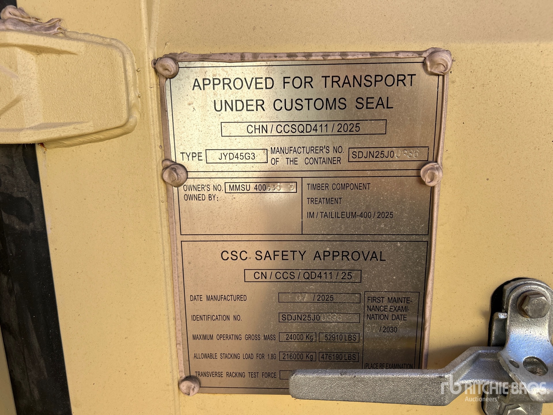 General Appearance with Serial Number / VIN