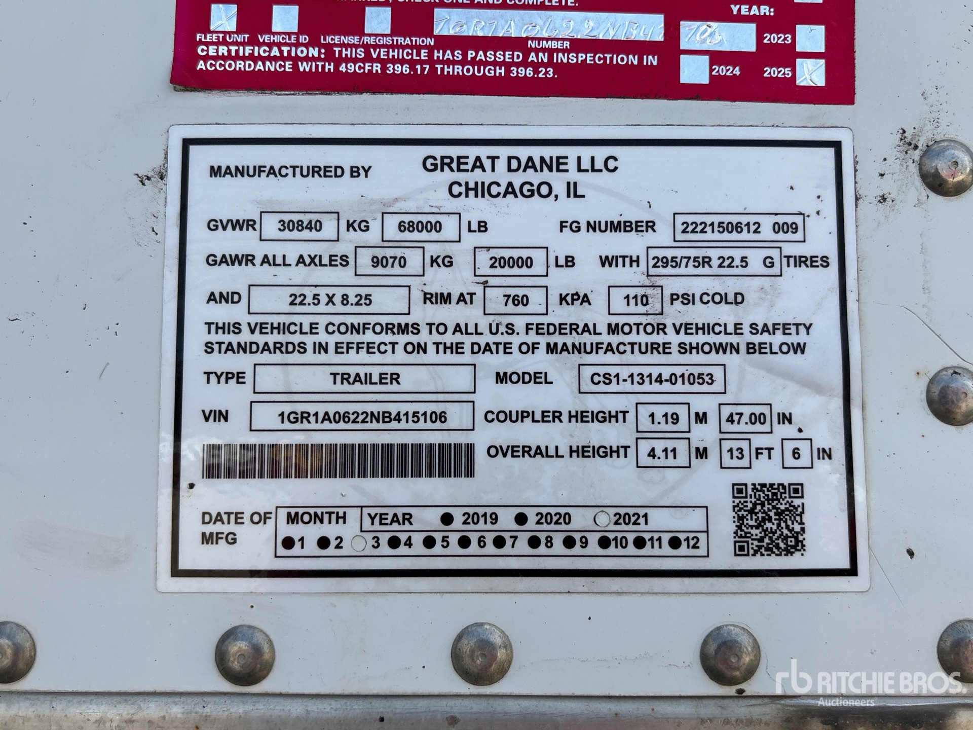 General Appearance with Serial Number / VIN