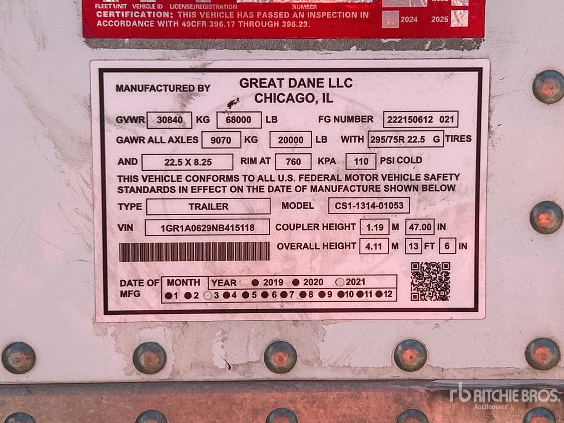 General Appearance with Serial Number / VIN