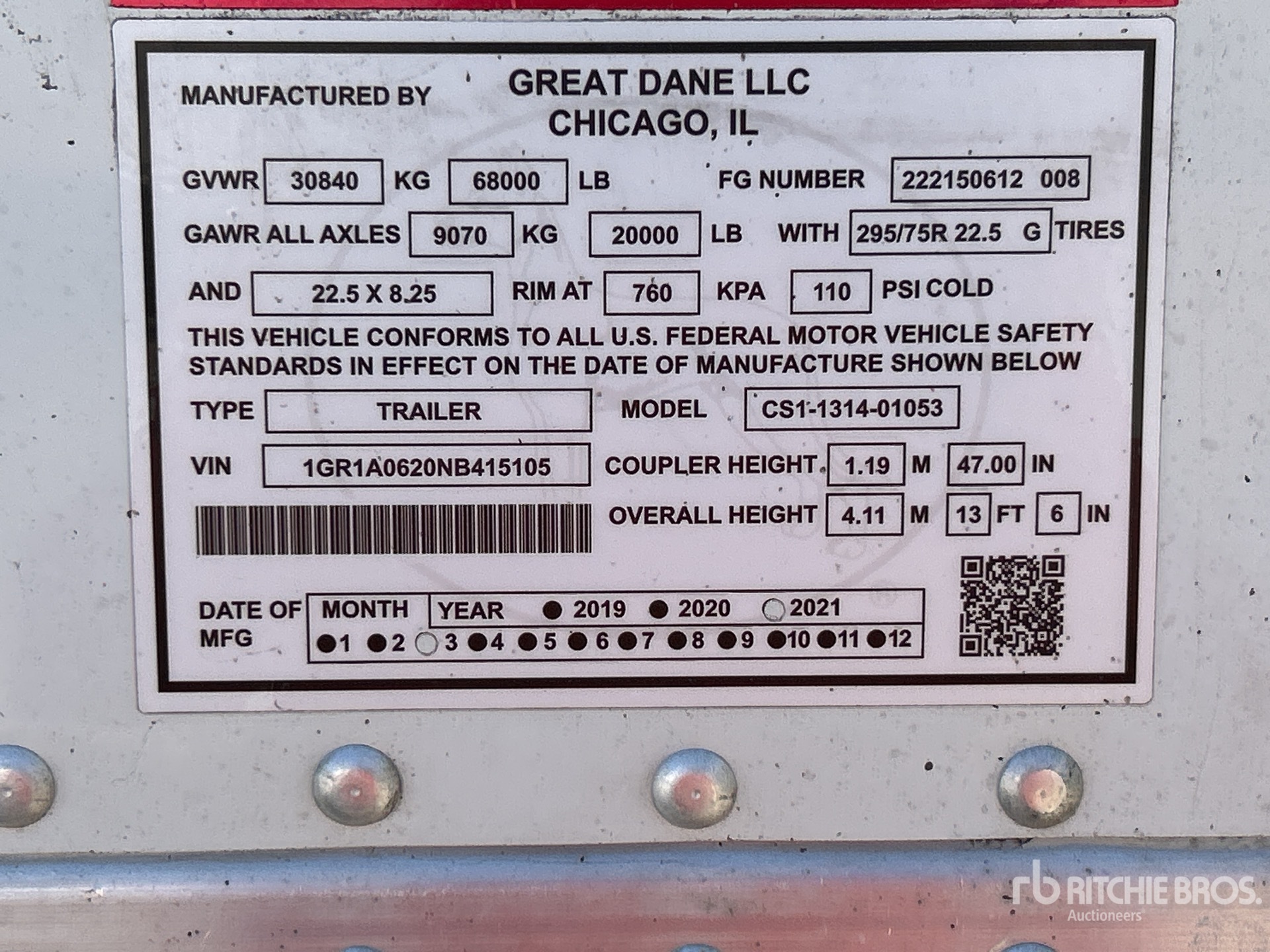 General Appearance with Serial Number / VIN