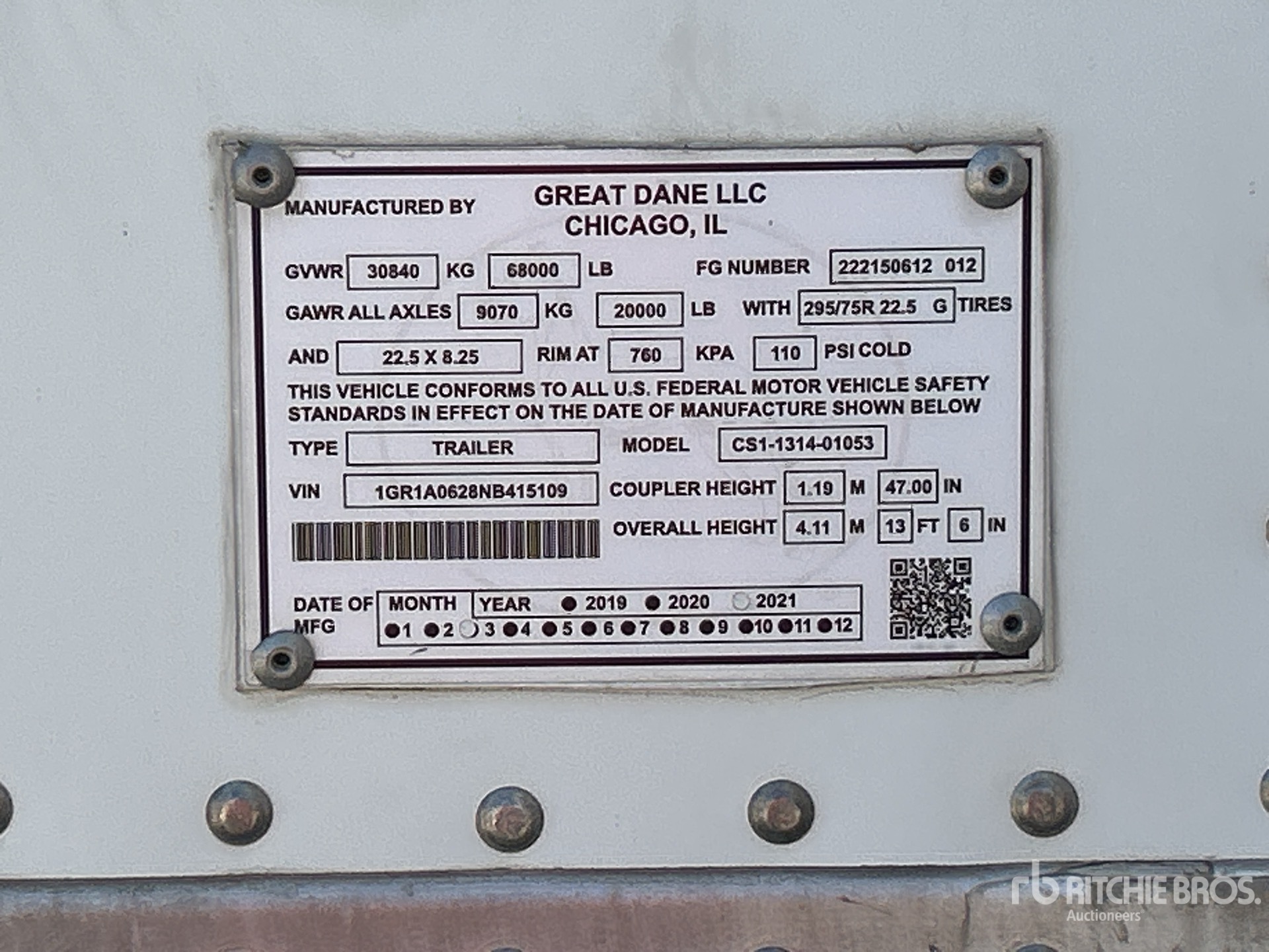 General Appearance with Serial Number / VIN