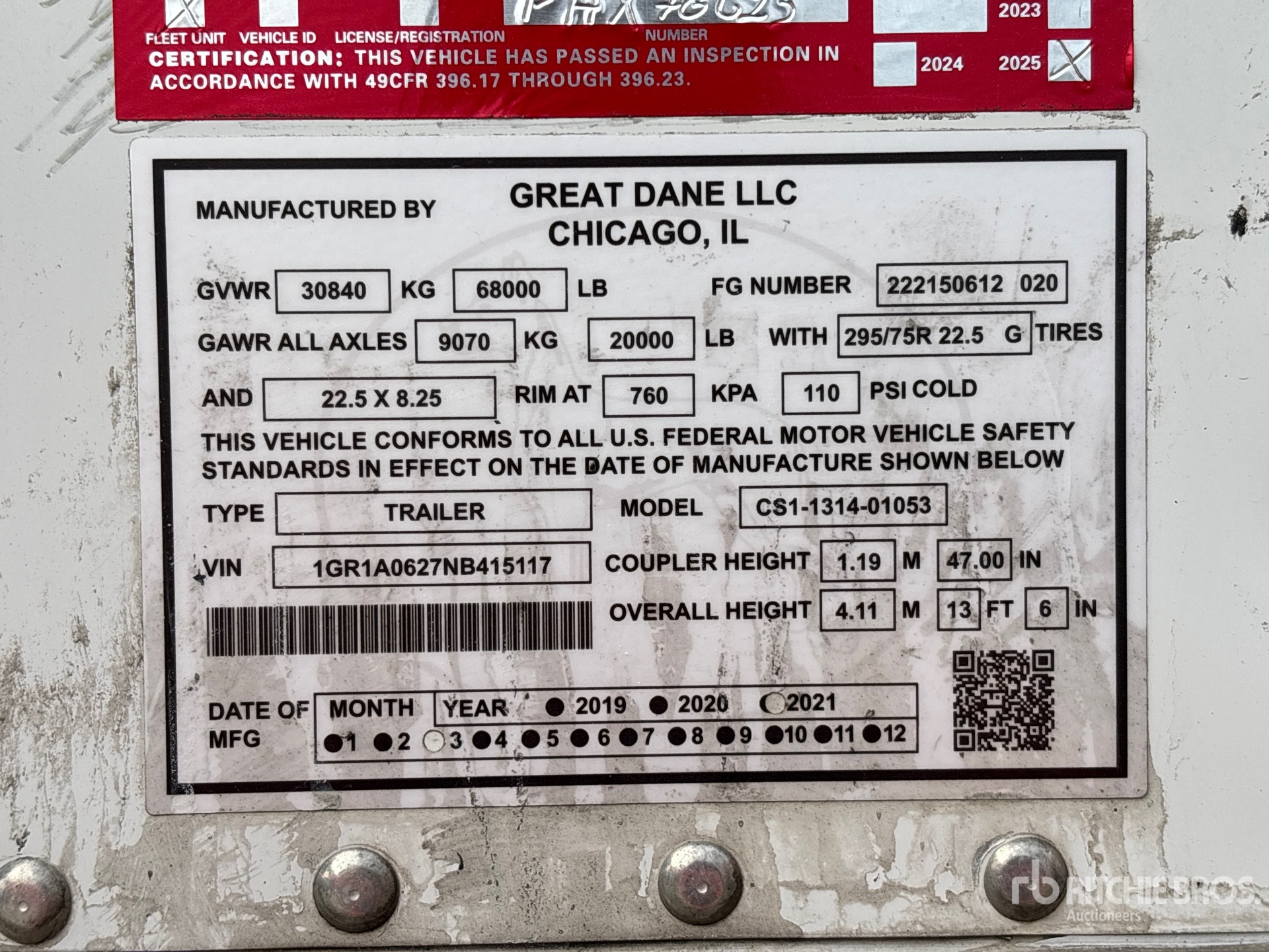General Appearance with Serial Number / VIN