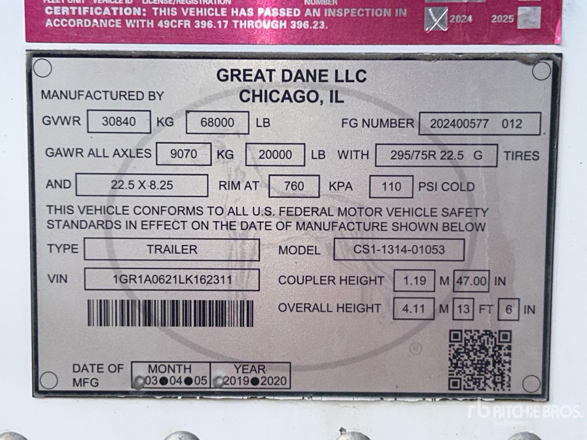 General Appearance with Serial Number / VIN
