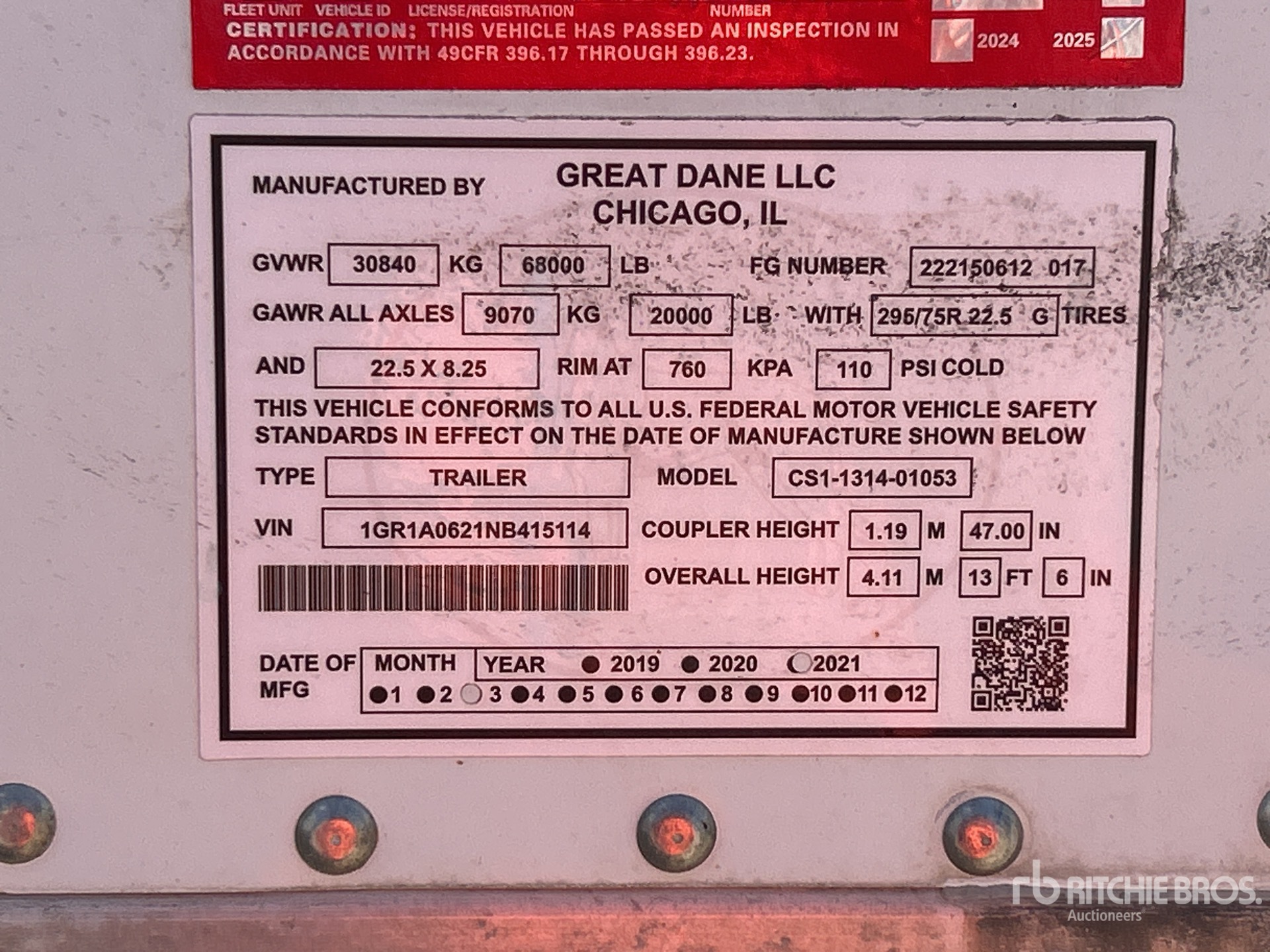 General Appearance with Serial Number / VIN