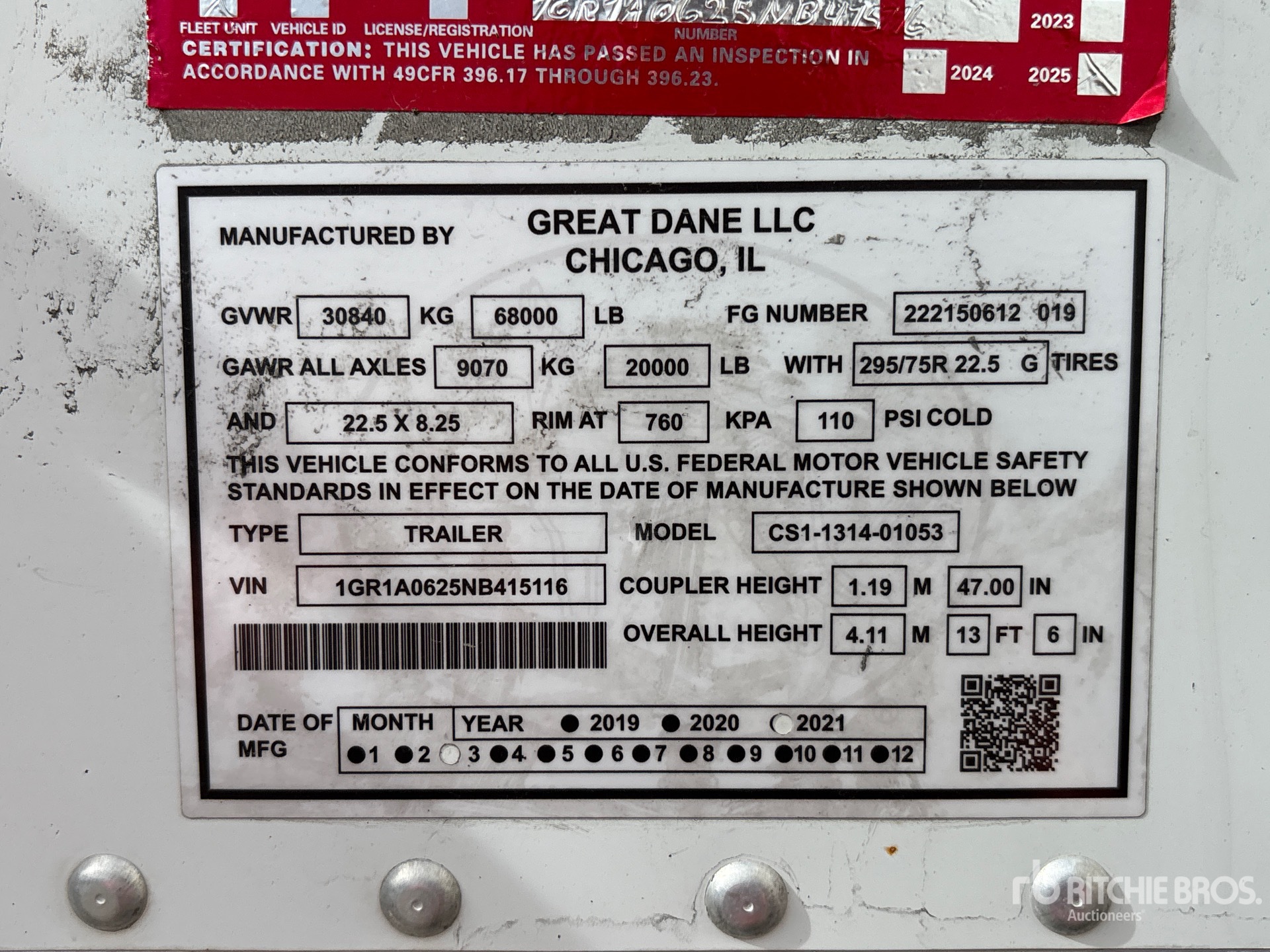 General Appearance with Serial Number / VIN