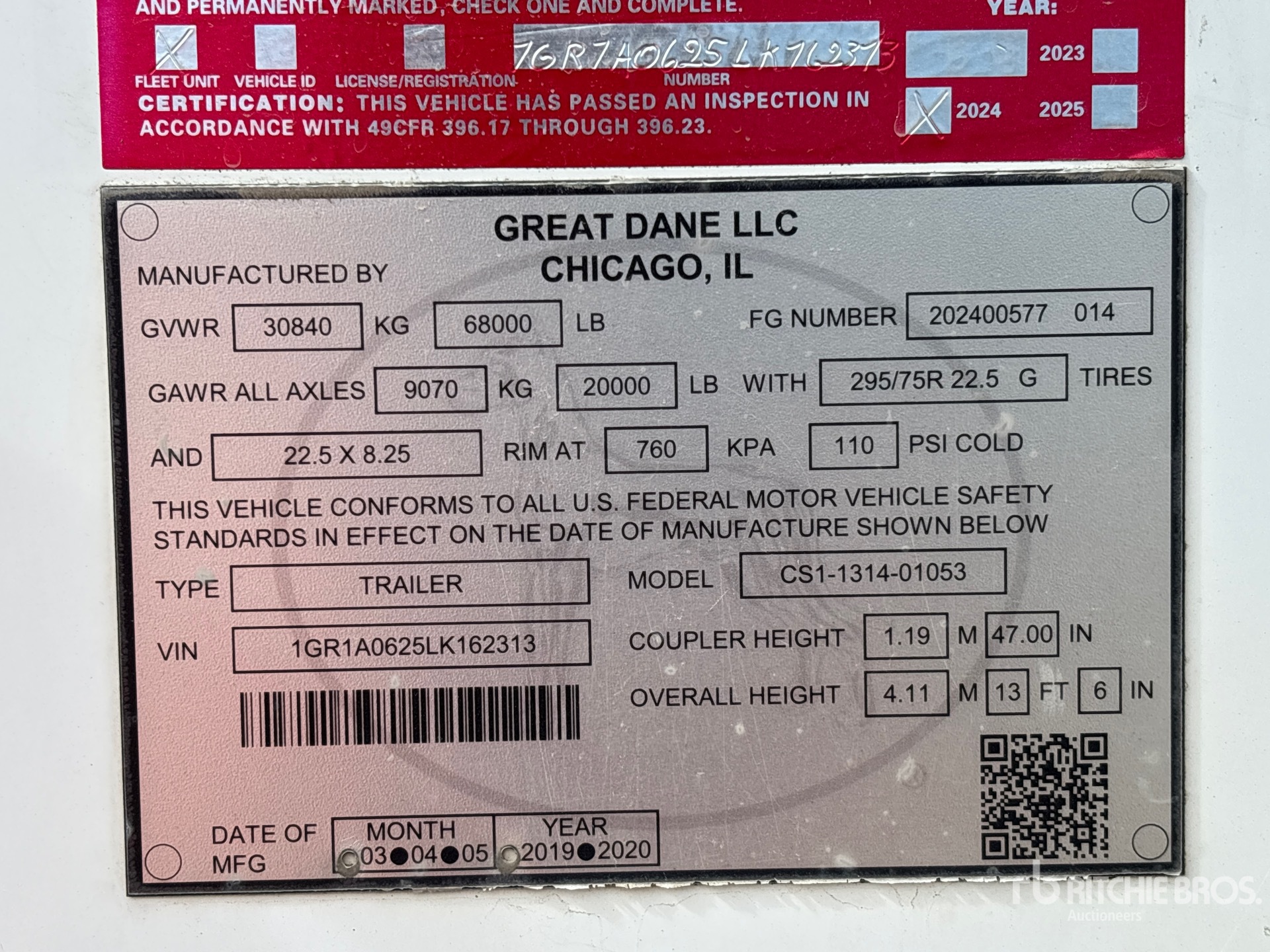 General Appearance with Serial Number / VIN