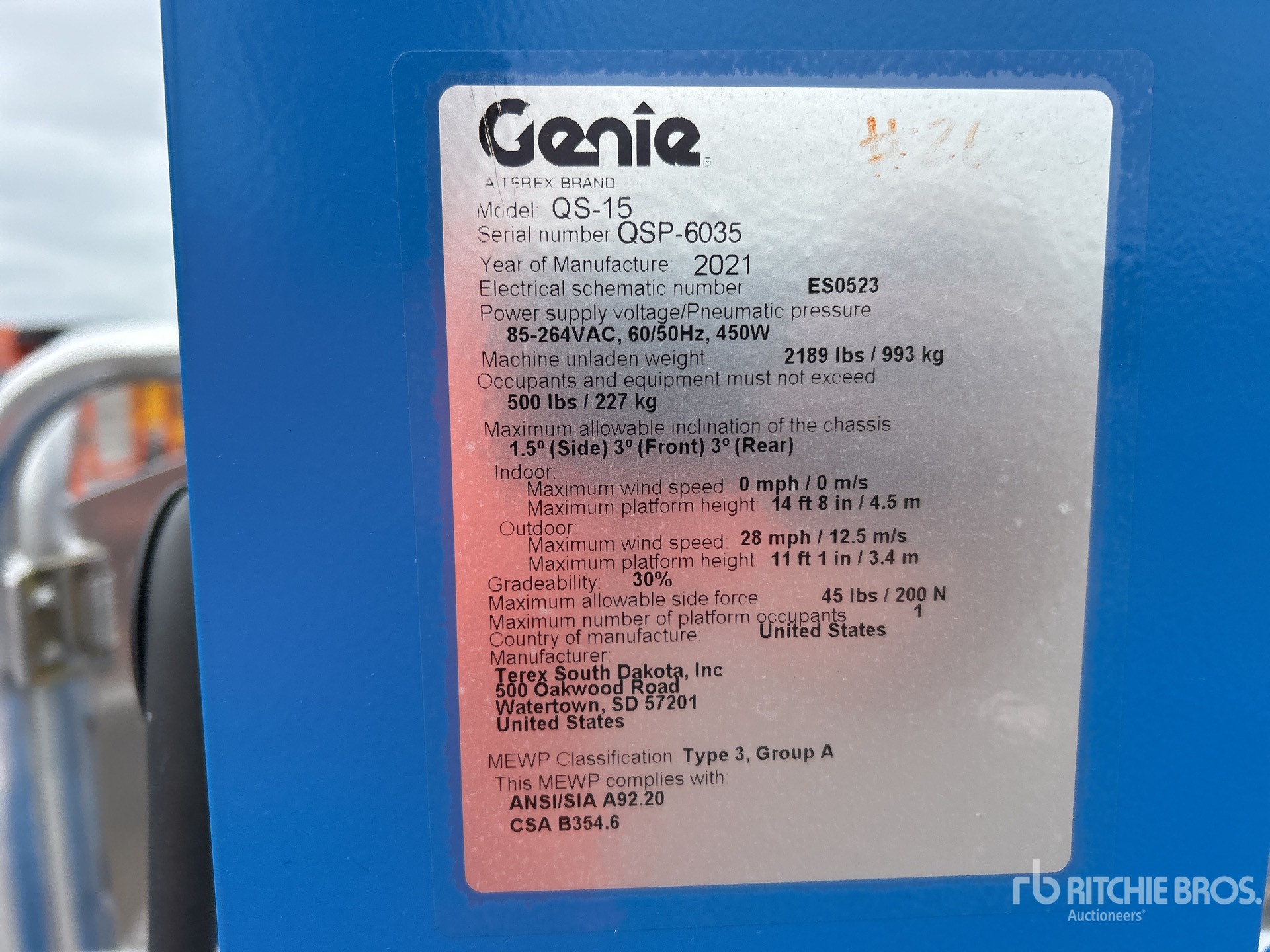 General Appearance with Serial Number / VIN