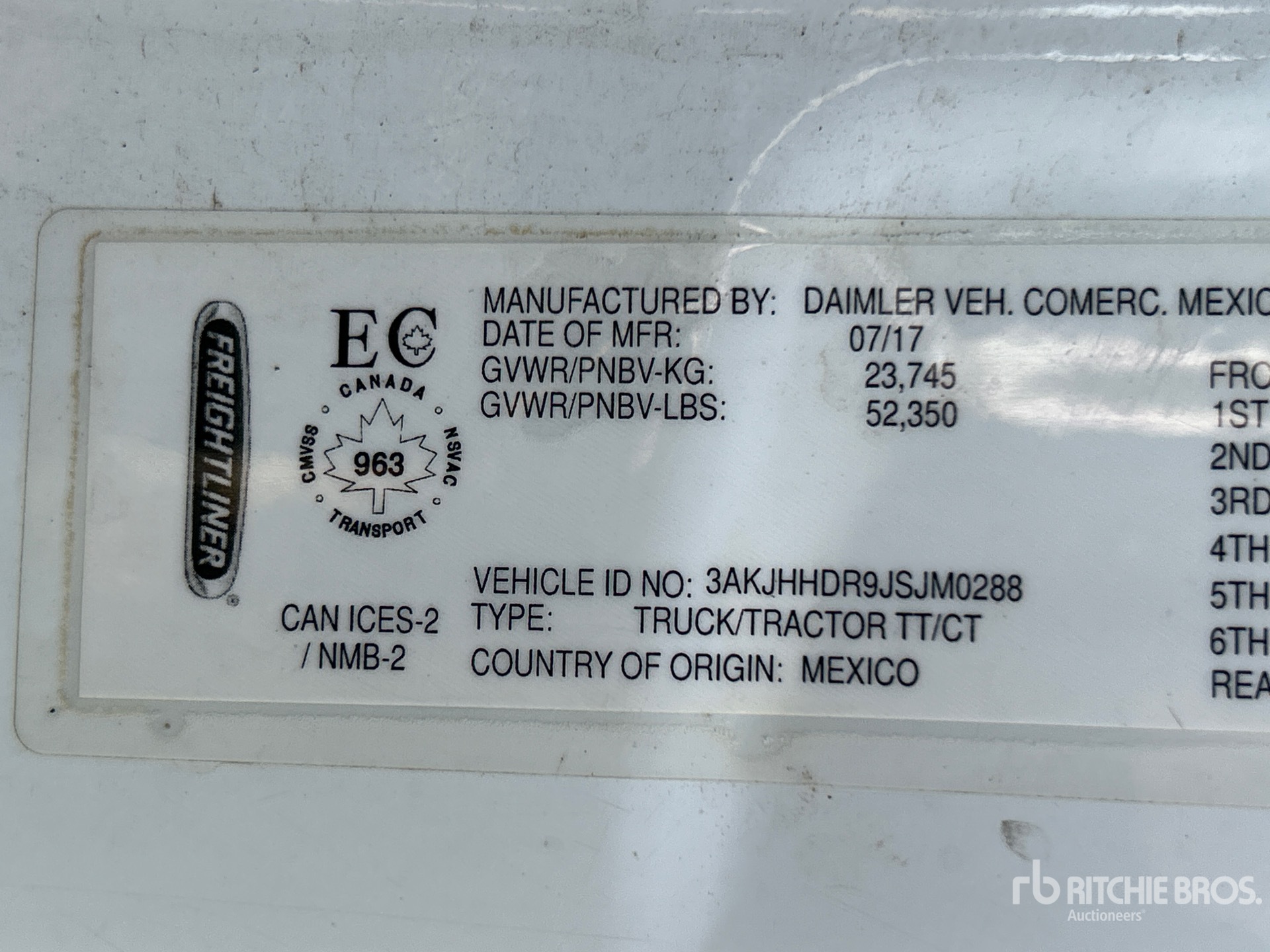 General Appearance with Serial Number / VIN