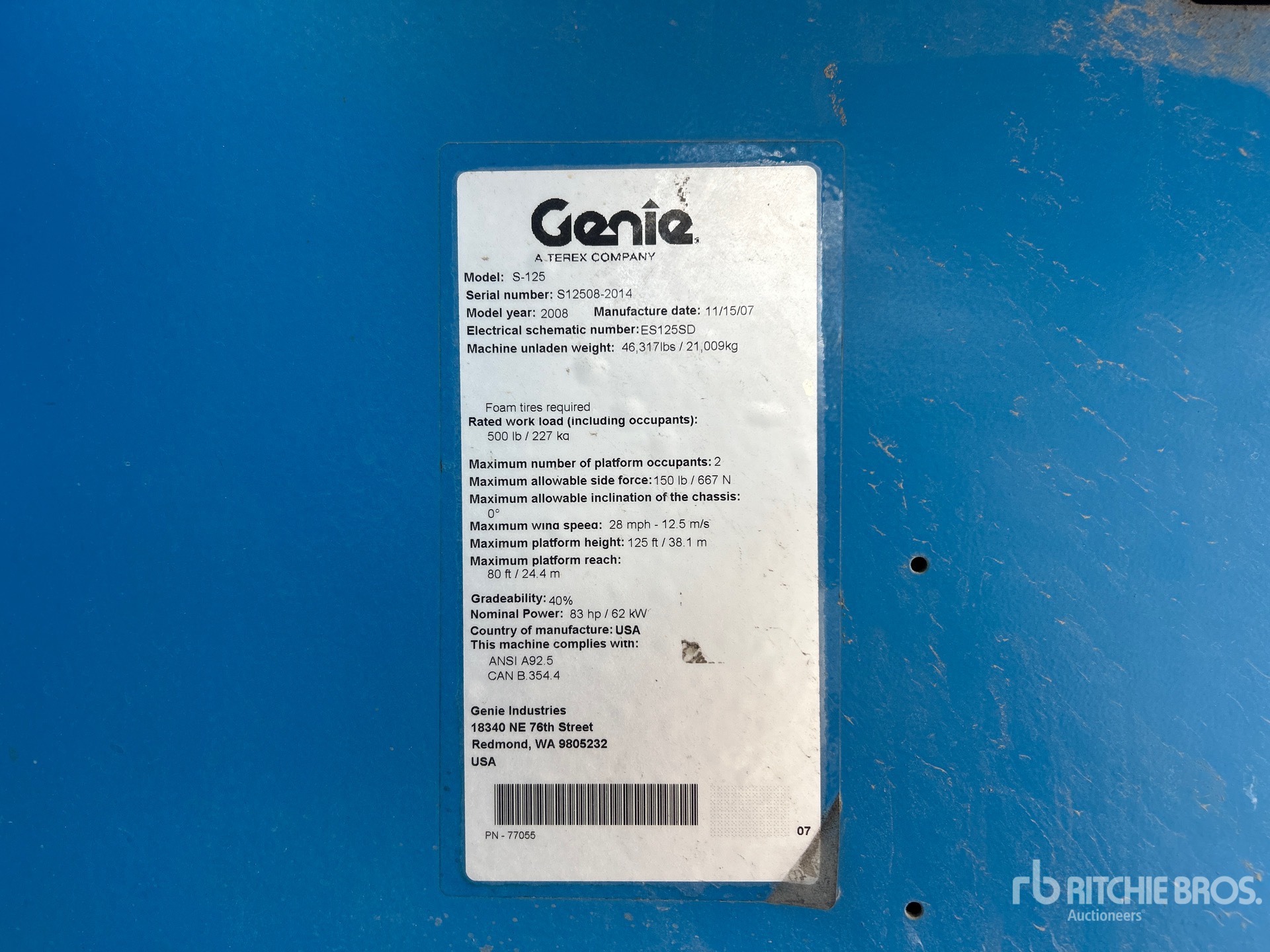 General Appearance with Serial Number / VIN