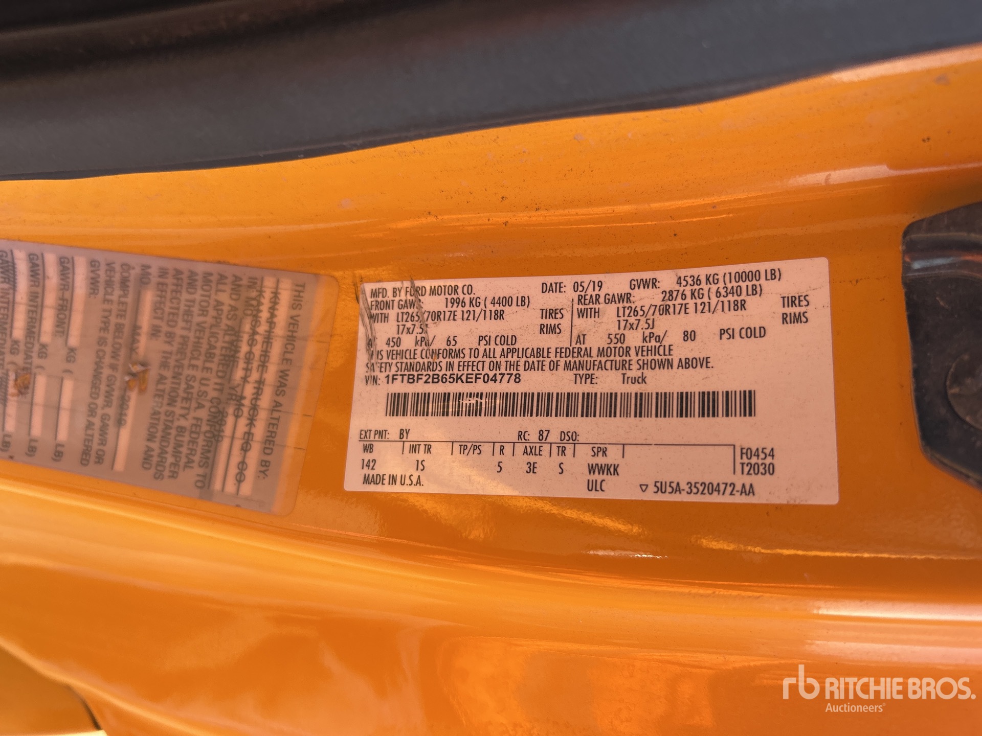 General Appearance with Serial Number / VIN