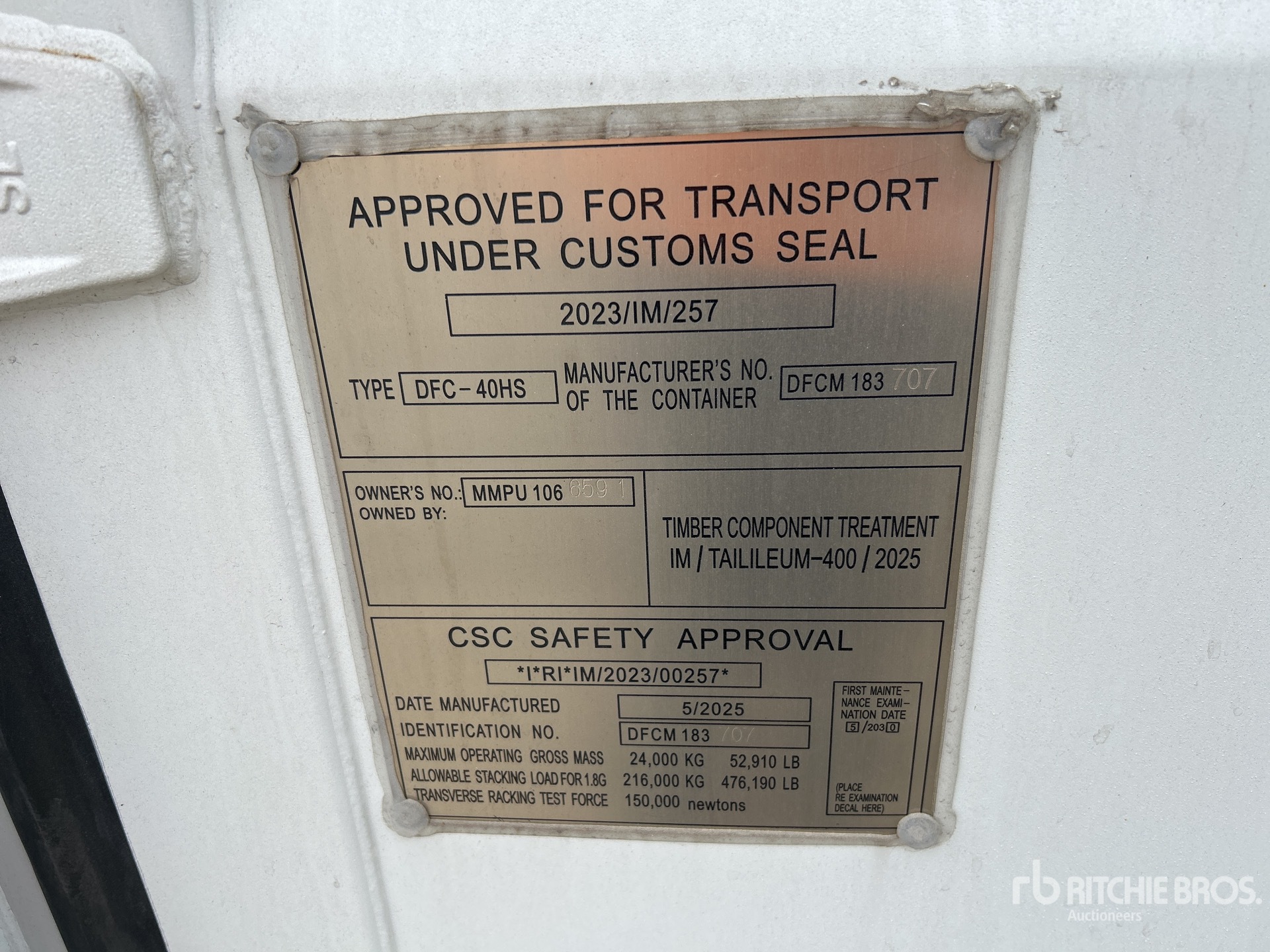 General Appearance with Serial Number / VIN