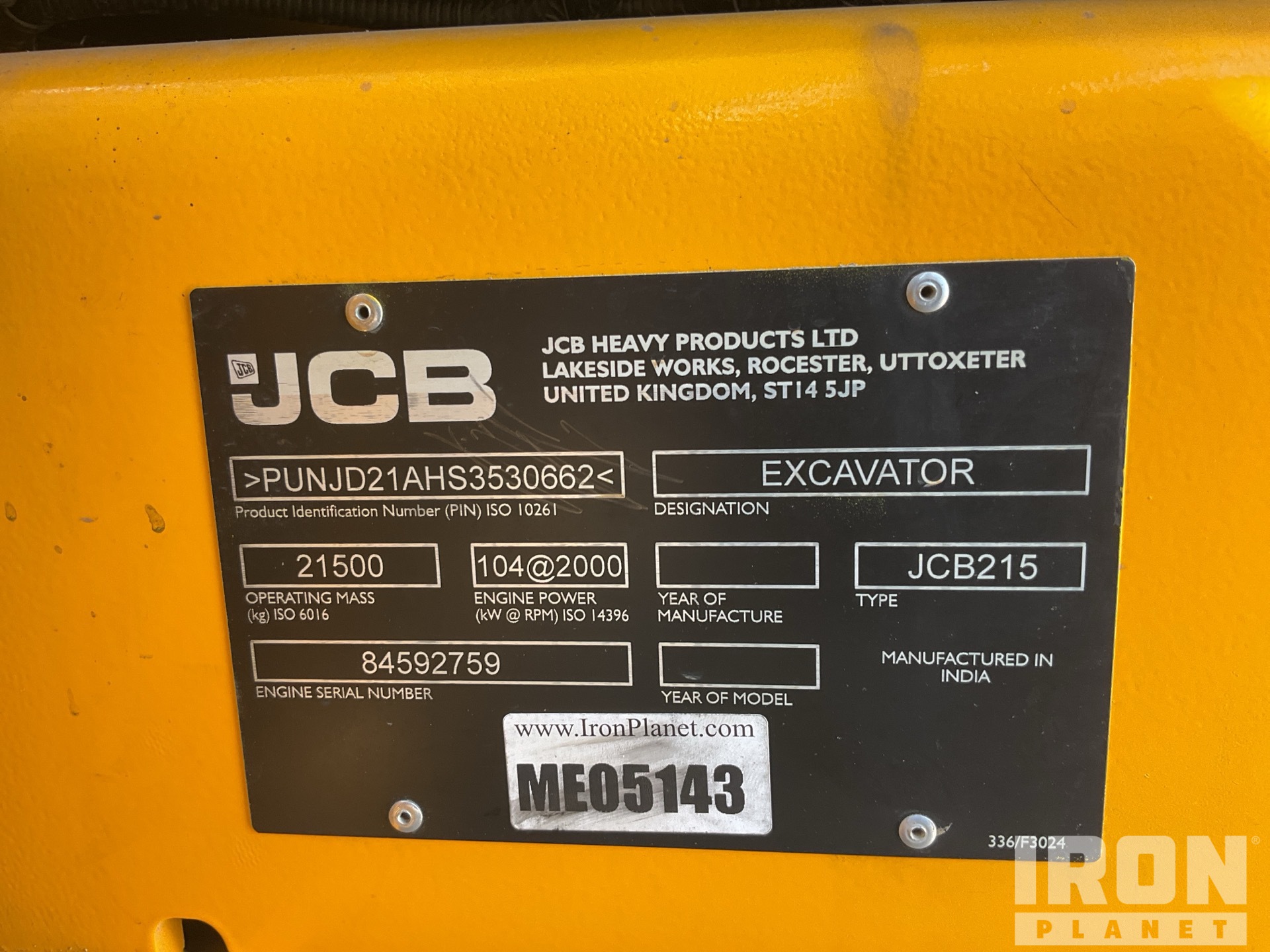 General Appearance with Serial Number / VIN