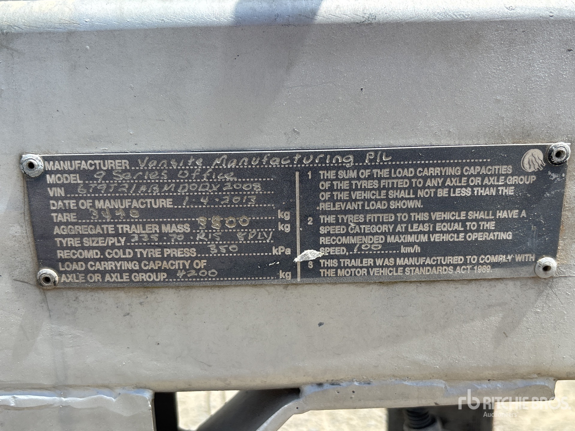 General Appearance with Serial Number / VIN