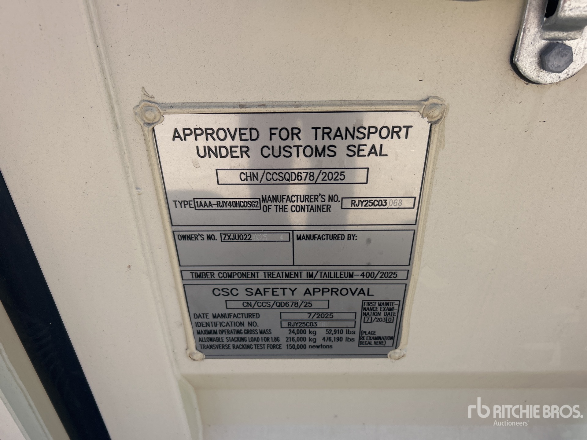 General Appearance with Serial Number / VIN