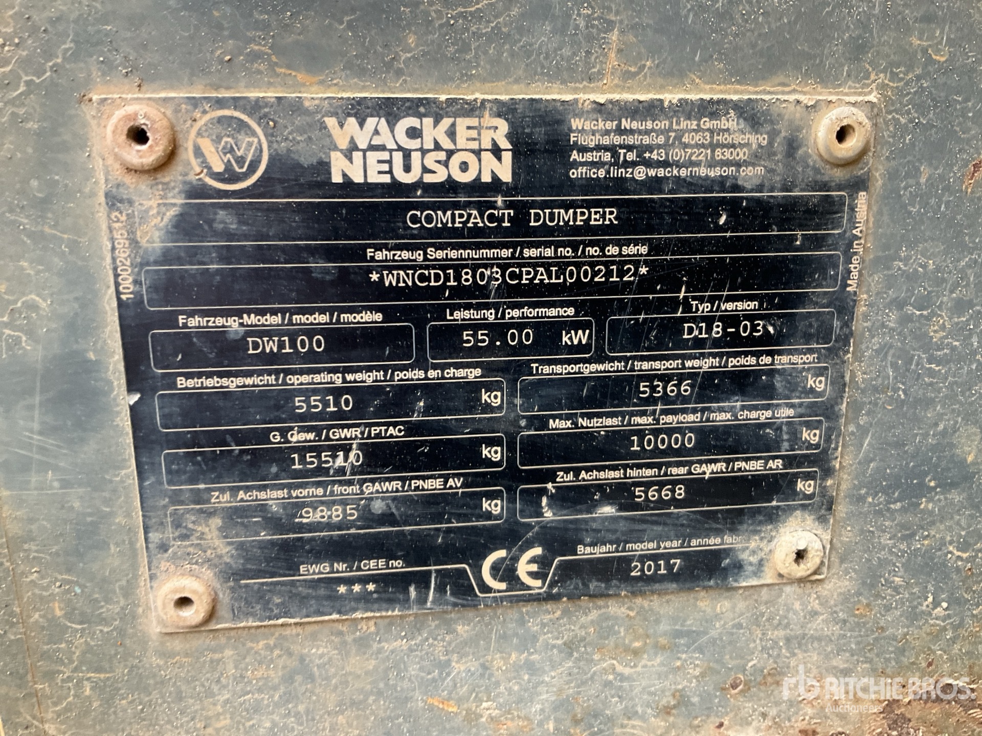 General Appearance with Serial Number / VIN
