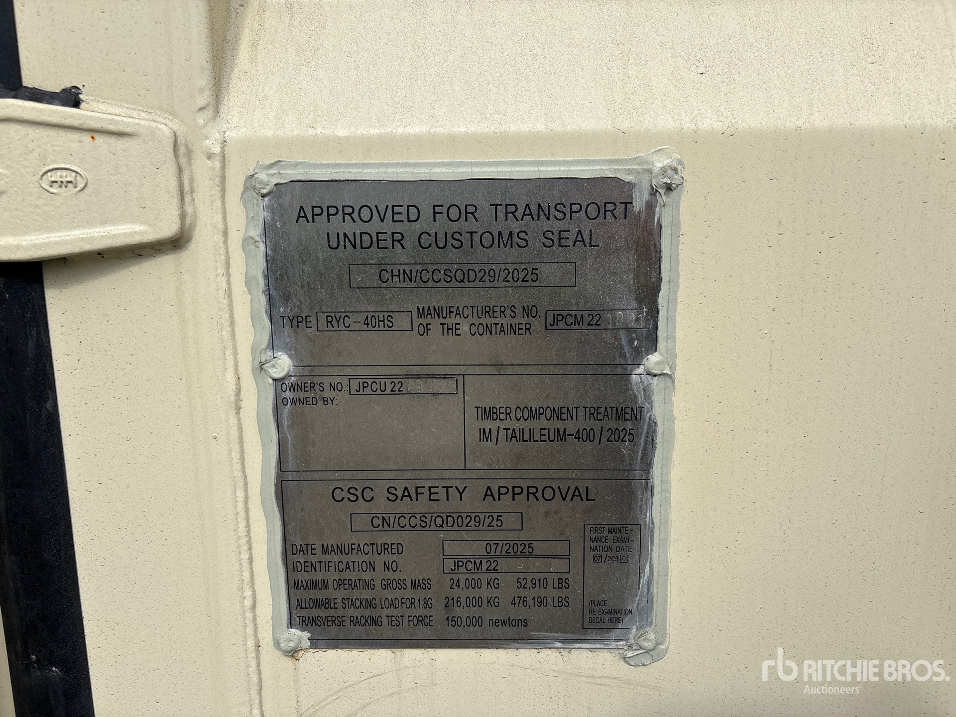 General Appearance with Serial Number / VIN