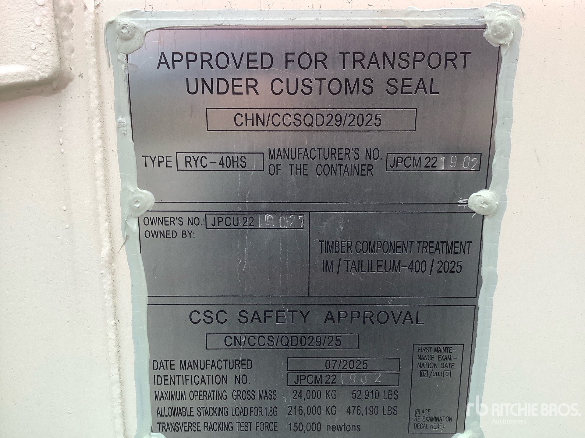 General Appearance with Serial Number / VIN
