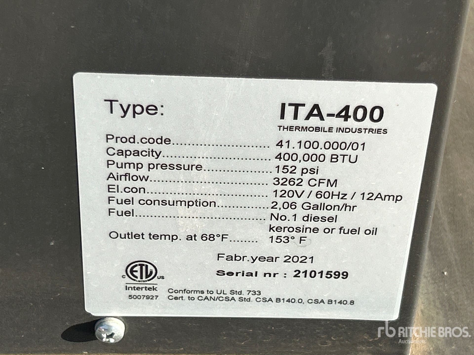 General Appearance with Serial Number / VIN