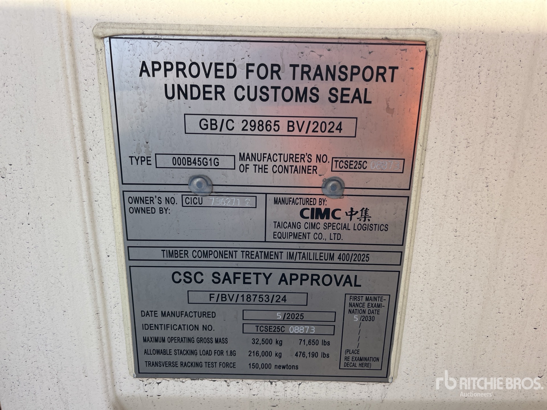 General Appearance with Serial Number / VIN