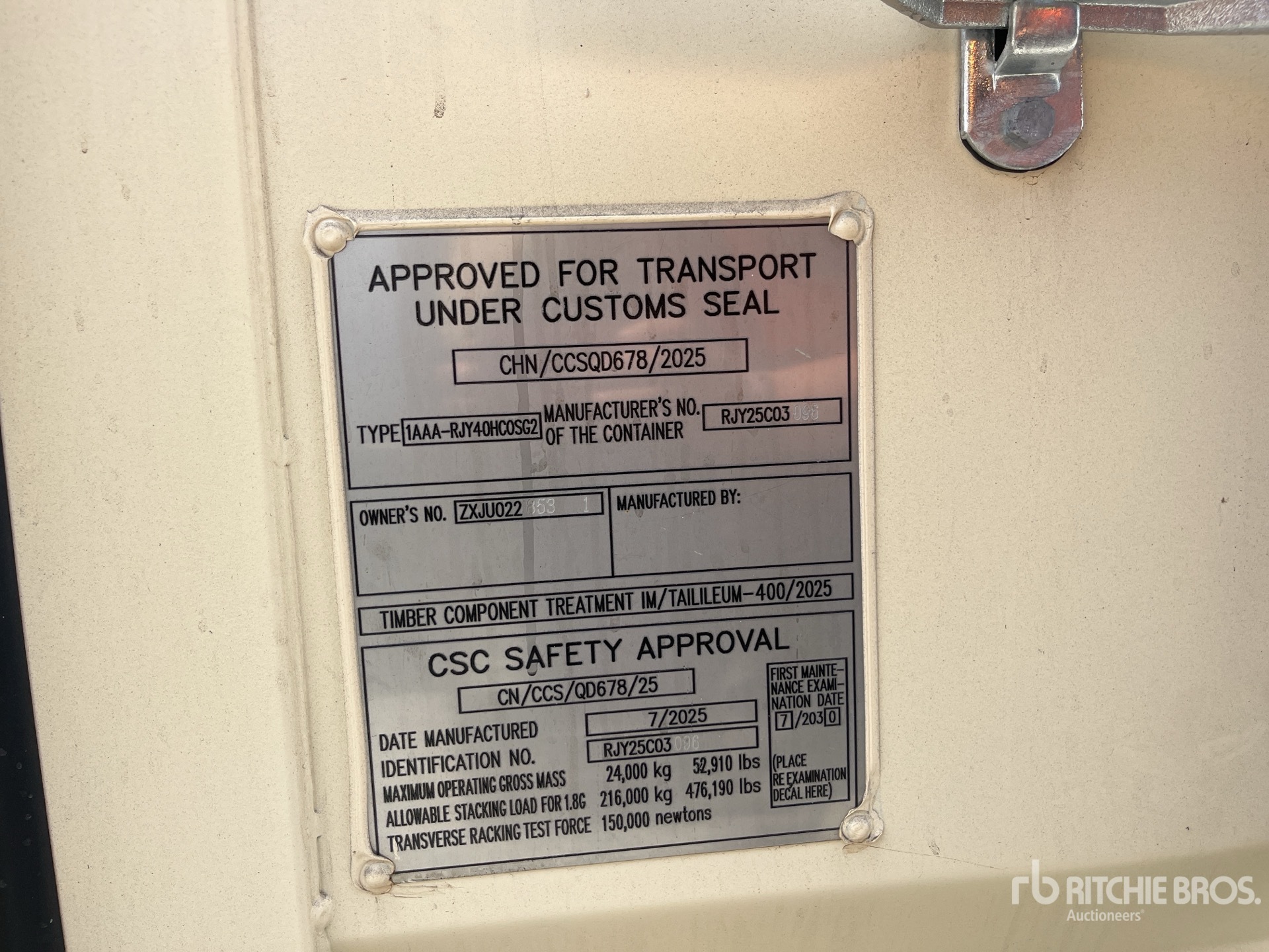 General Appearance with Serial Number / VIN