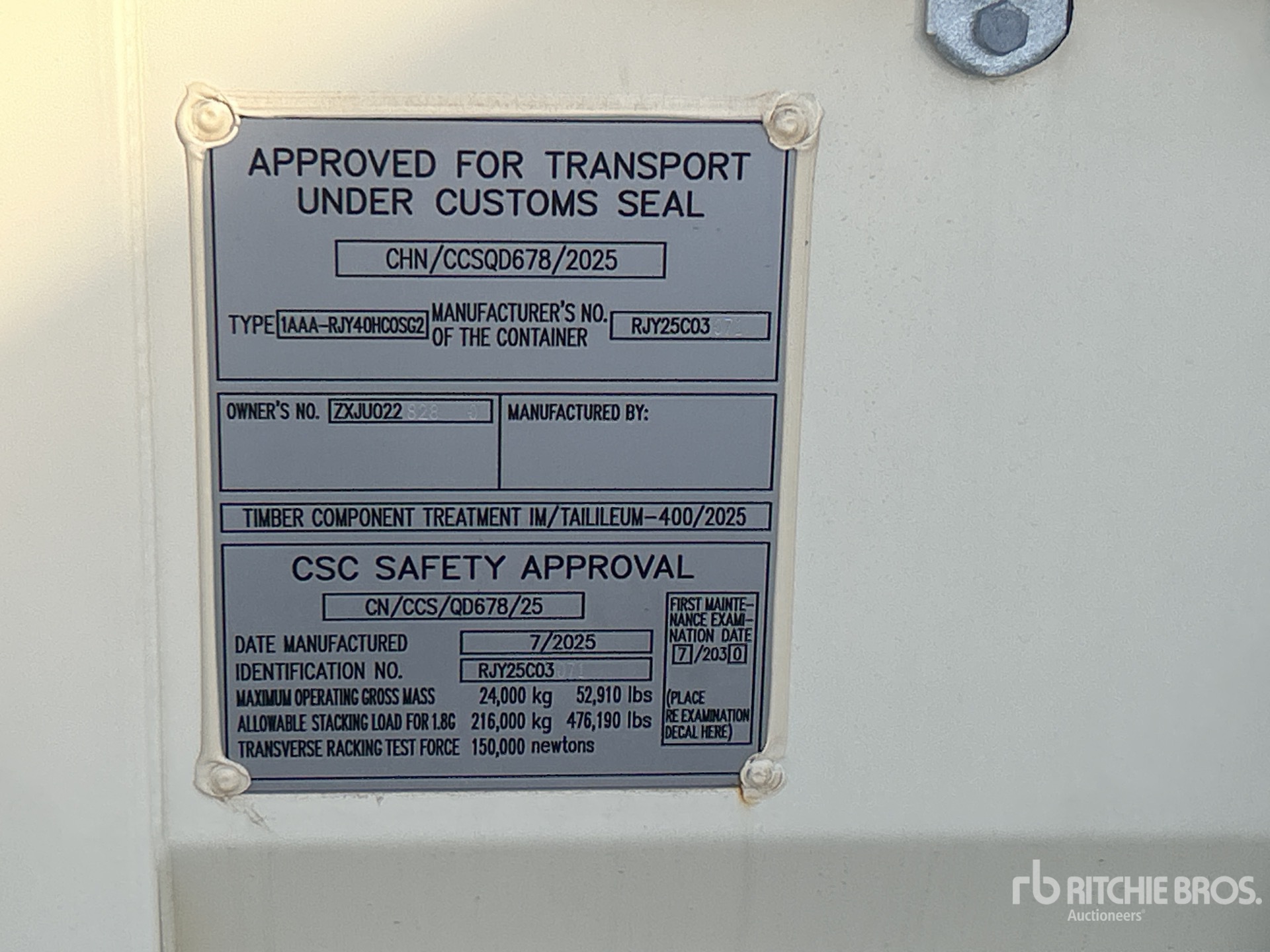 General Appearance with Serial Number / VIN