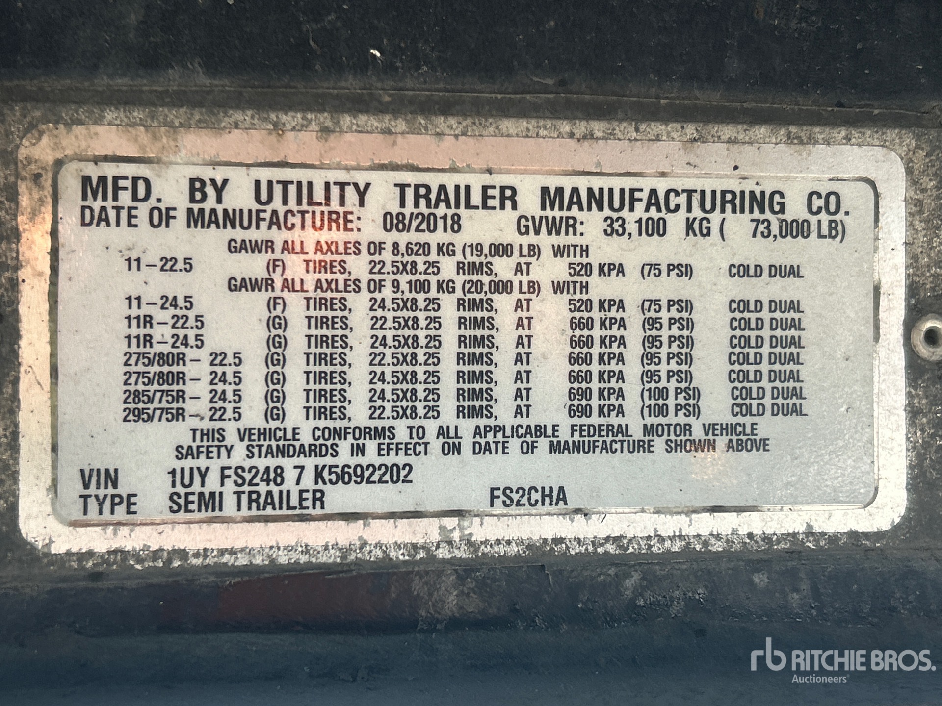 General Appearance with Serial Number / VIN
