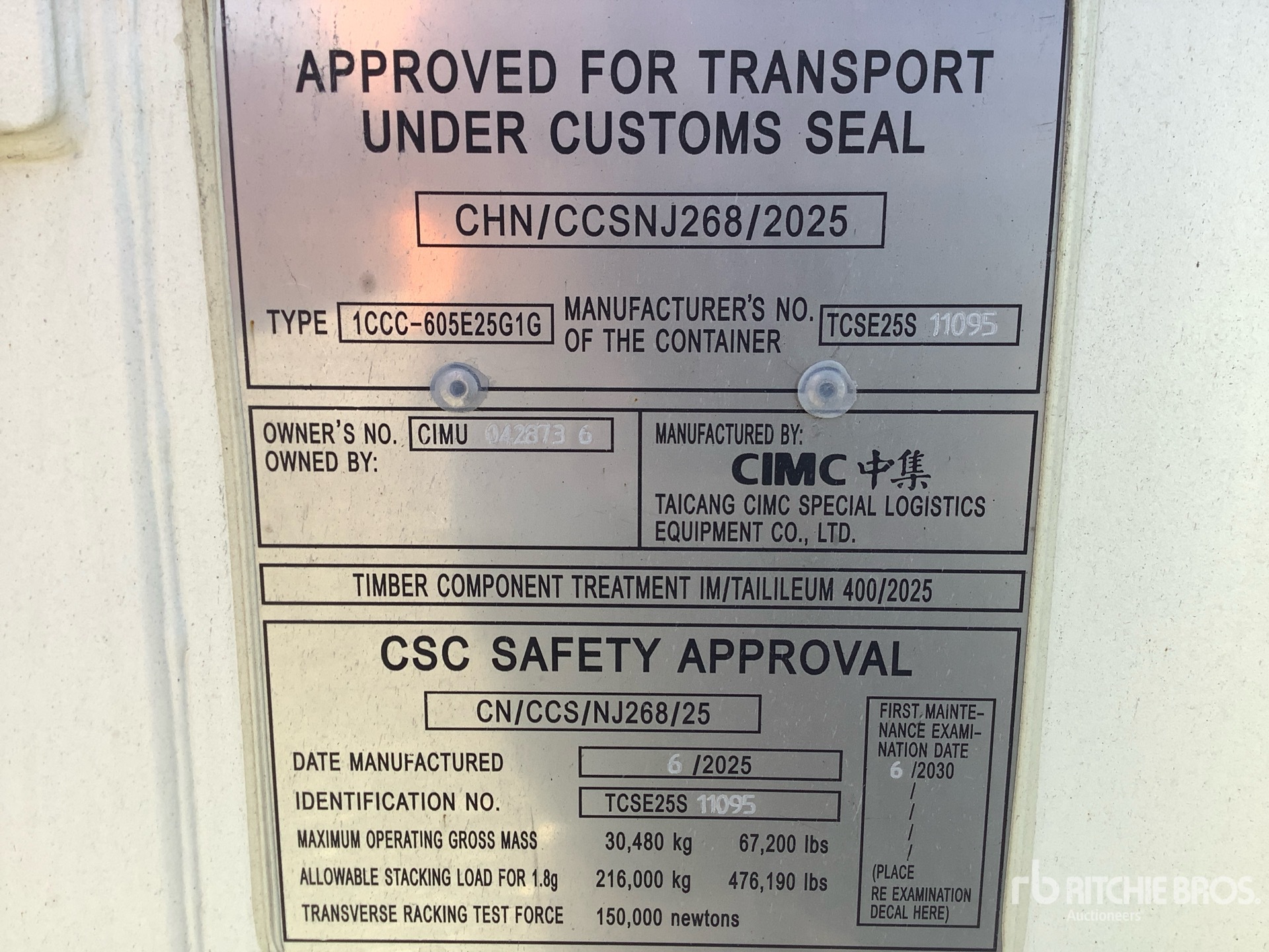 General Appearance with Serial Number / VIN