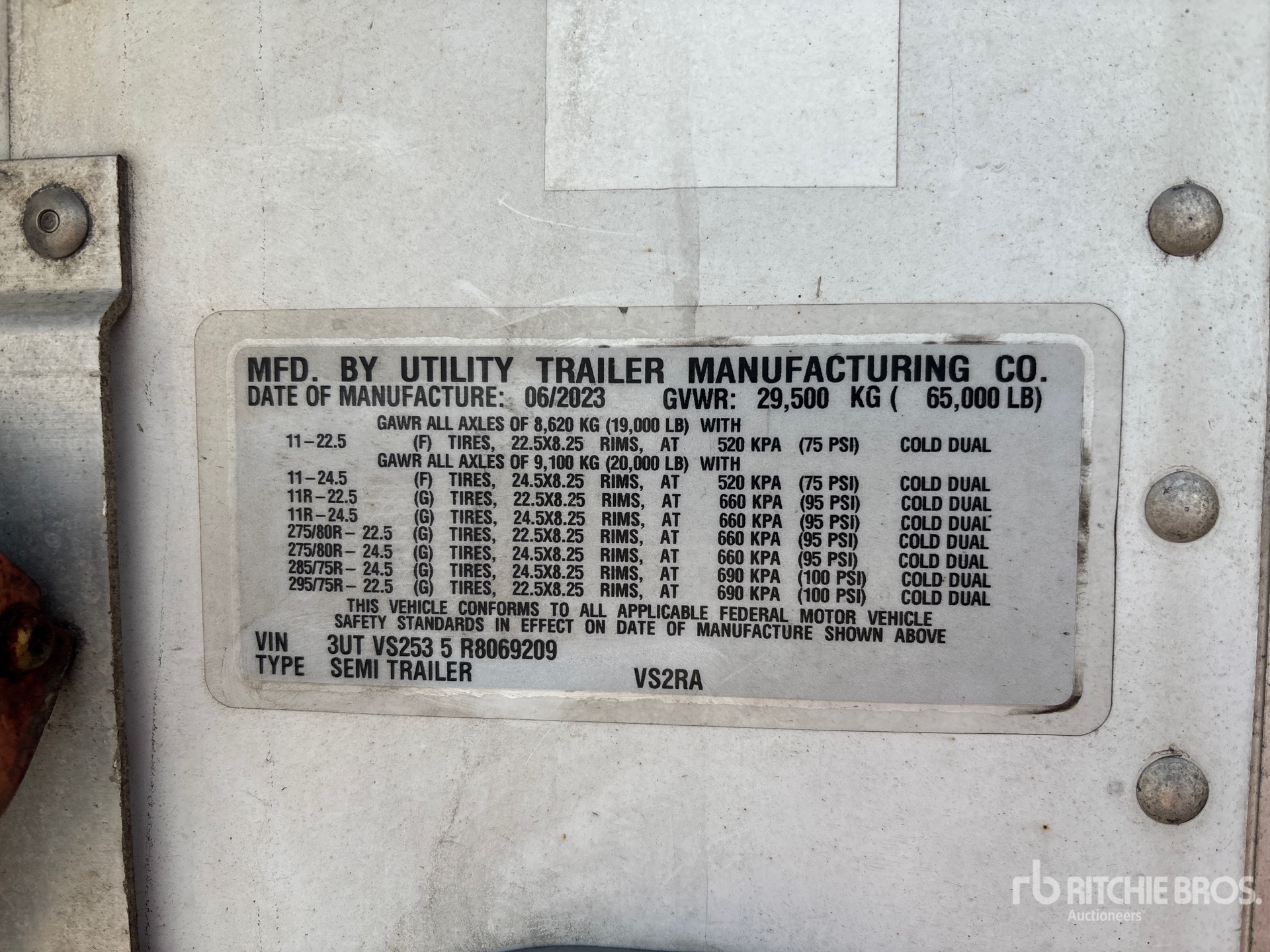 General Appearance with Serial Number / VIN