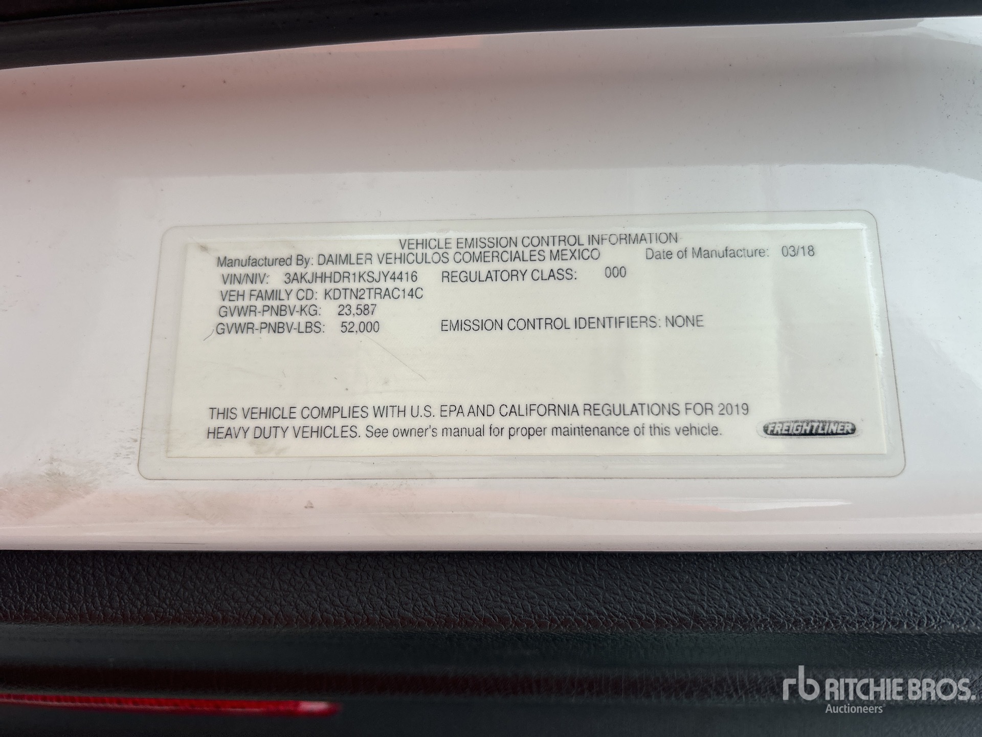 General Appearance with Serial Number / VIN