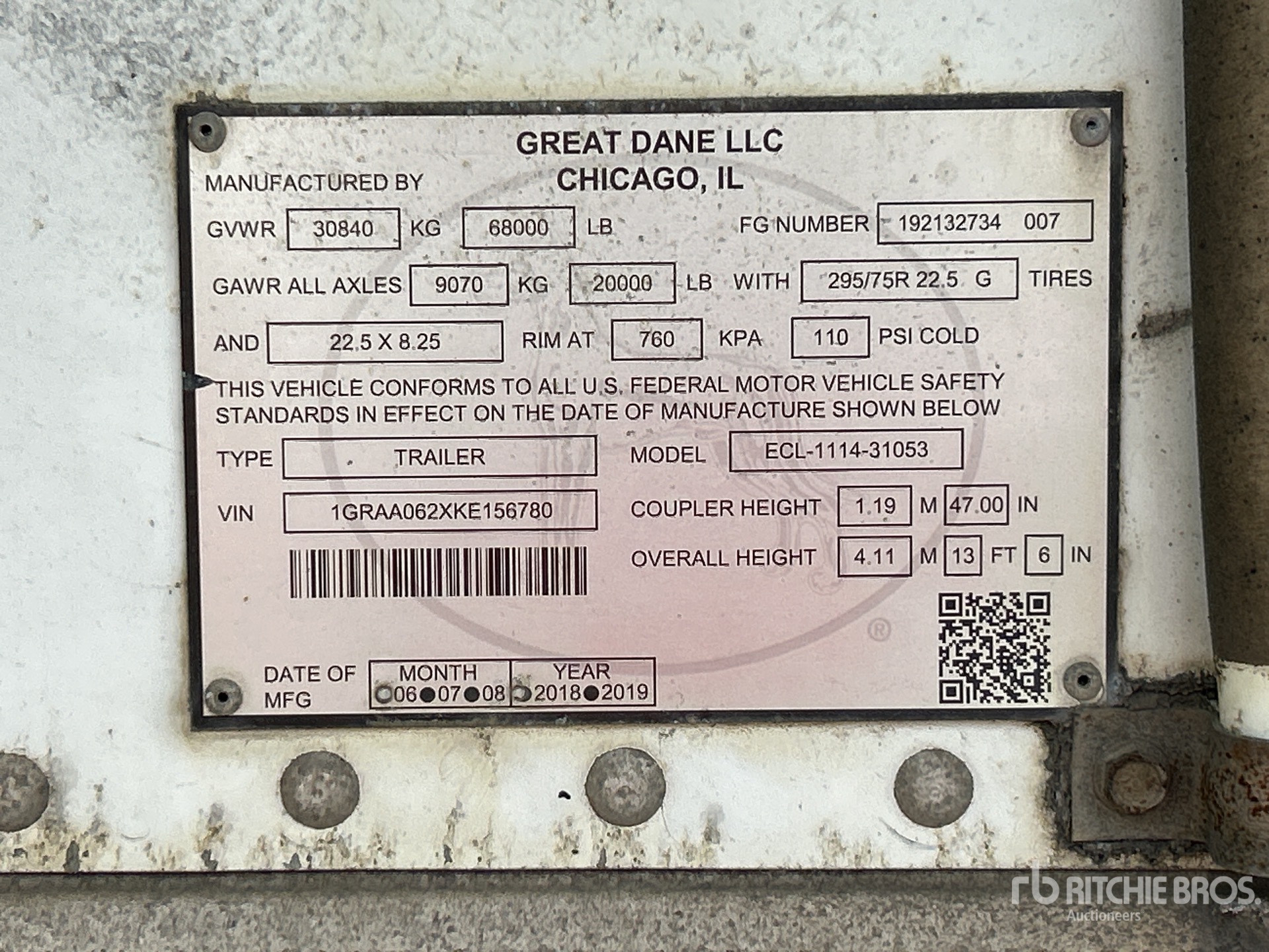 General Appearance with Serial Number / VIN