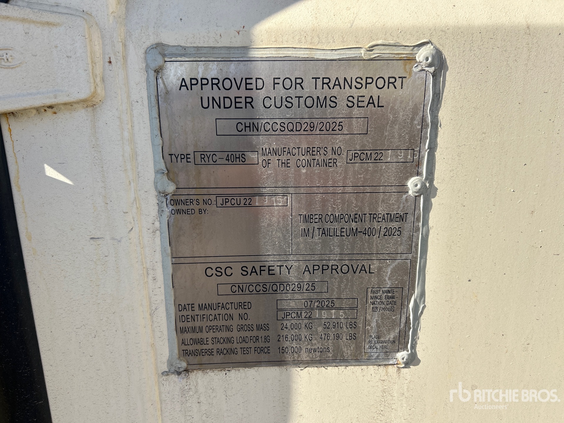 General Appearance with Serial Number / VIN