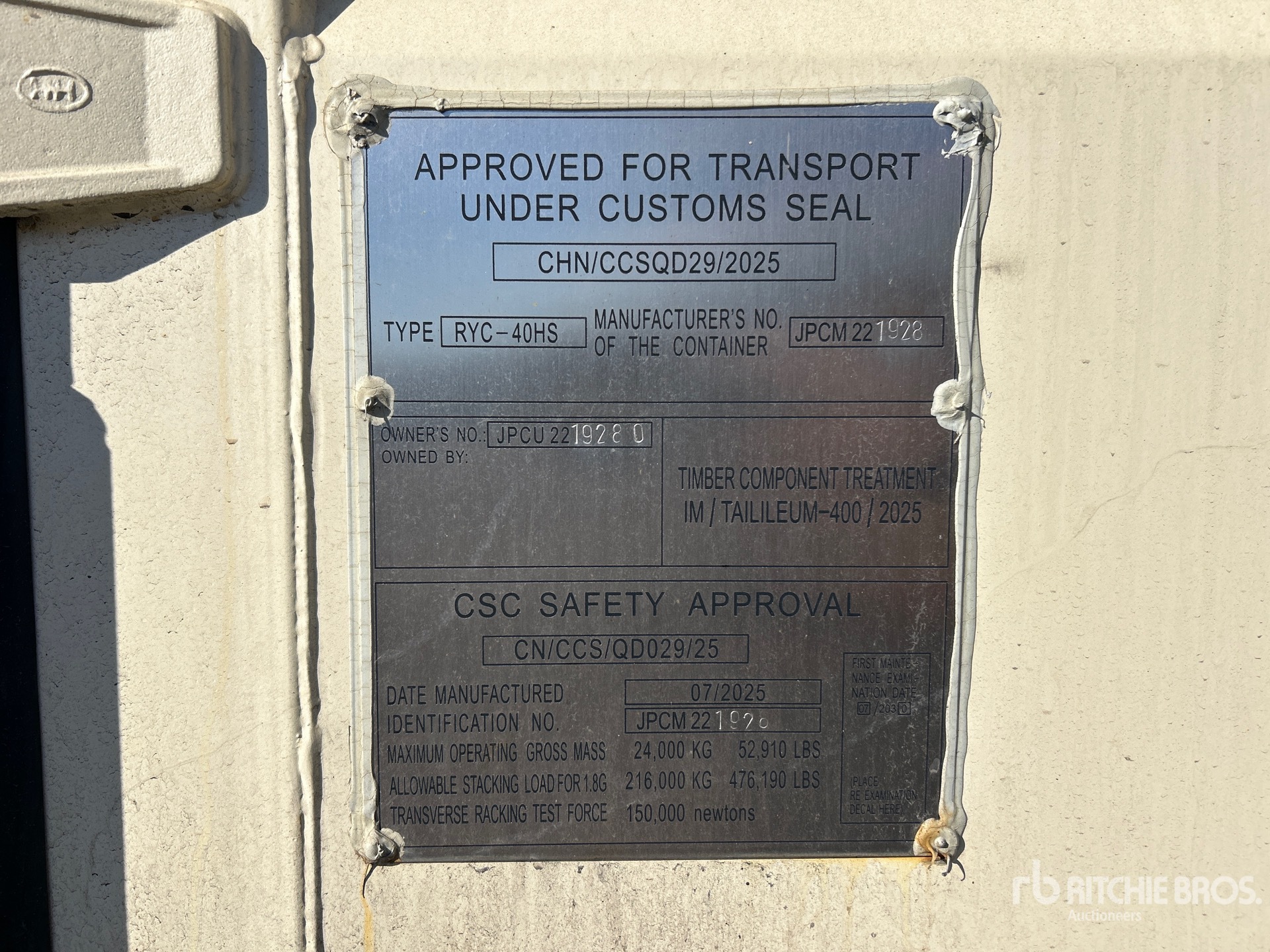 General Appearance with Serial Number / VIN