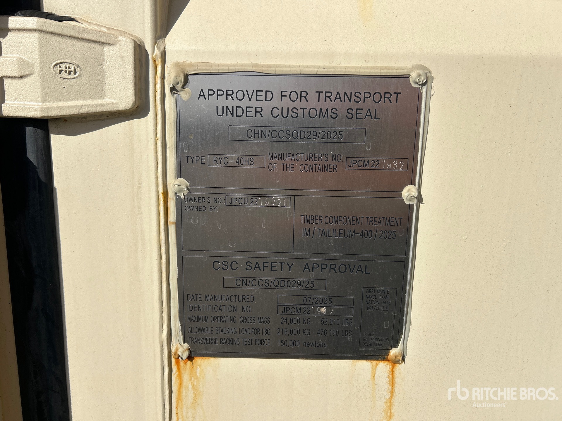 General Appearance with N.º de serie/VIN