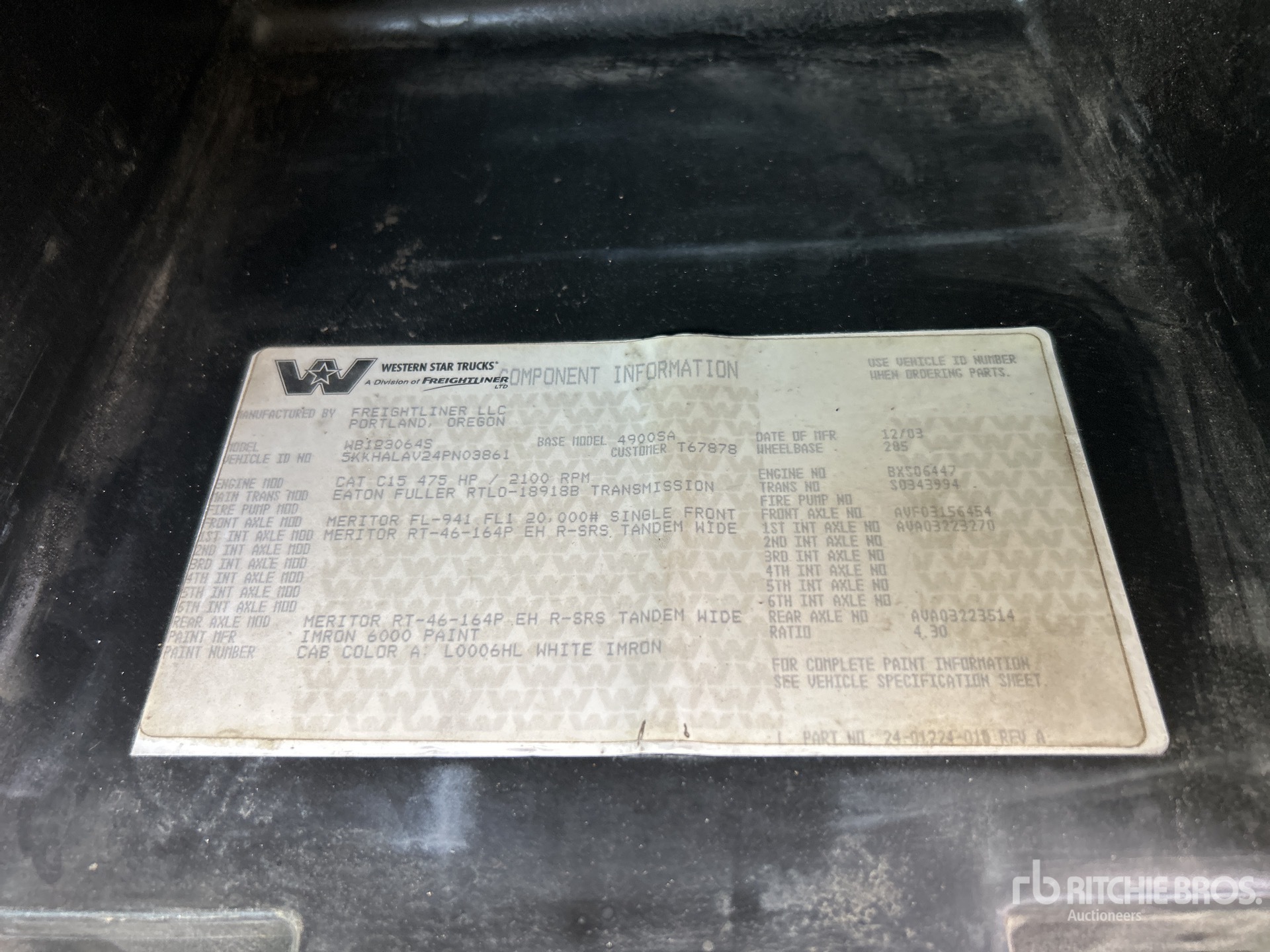 General Appearance with Serial Number / VIN