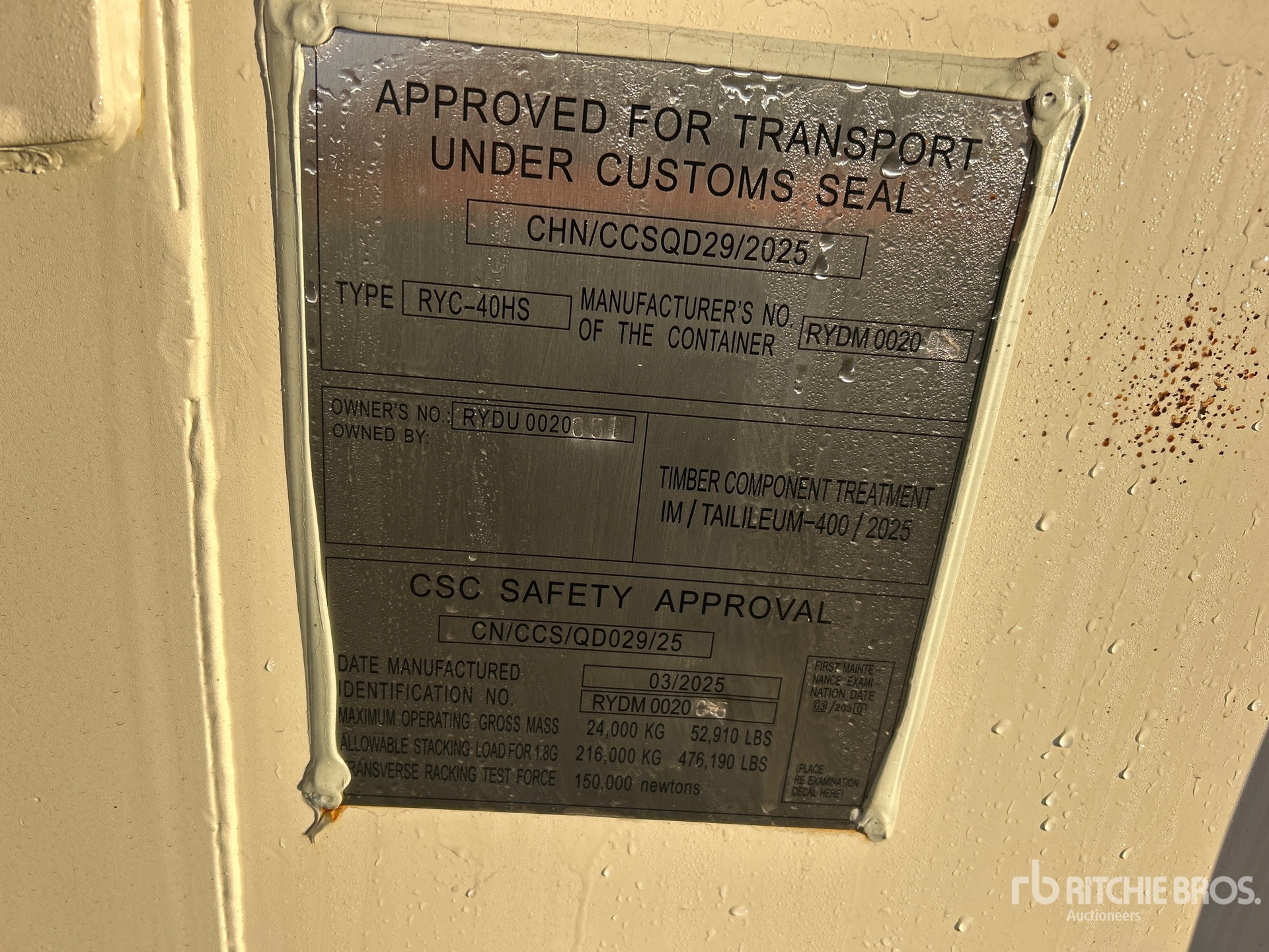 General Appearance with Serial Number / VIN