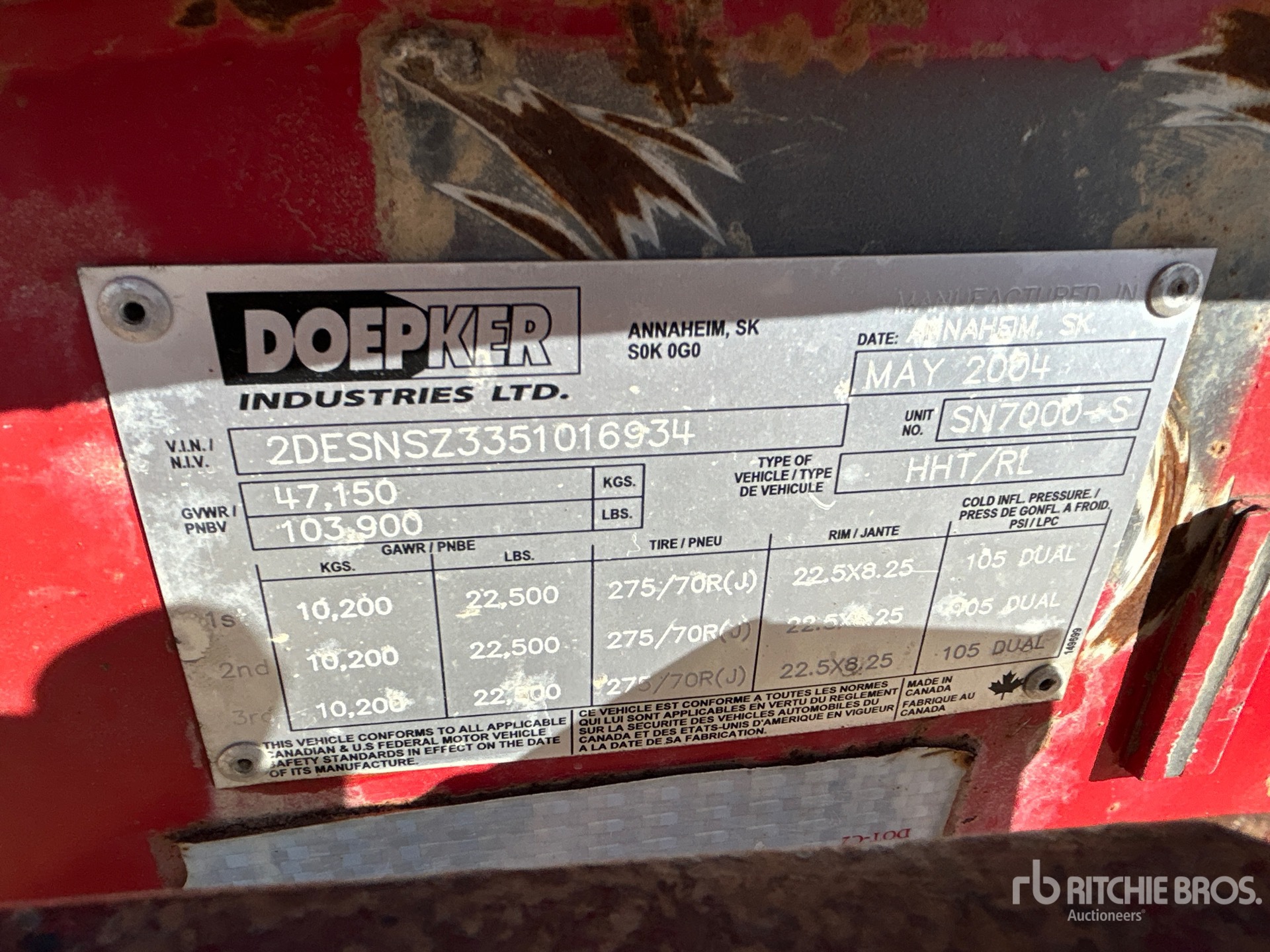 General Appearance with Serial Number / VIN