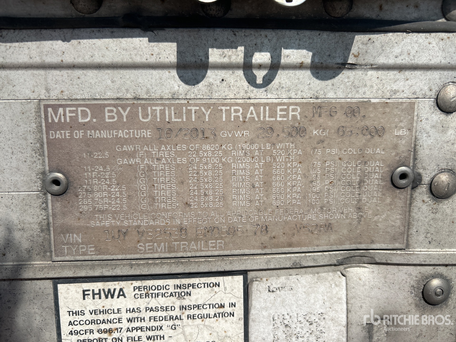 General Appearance with Serial Number / VIN