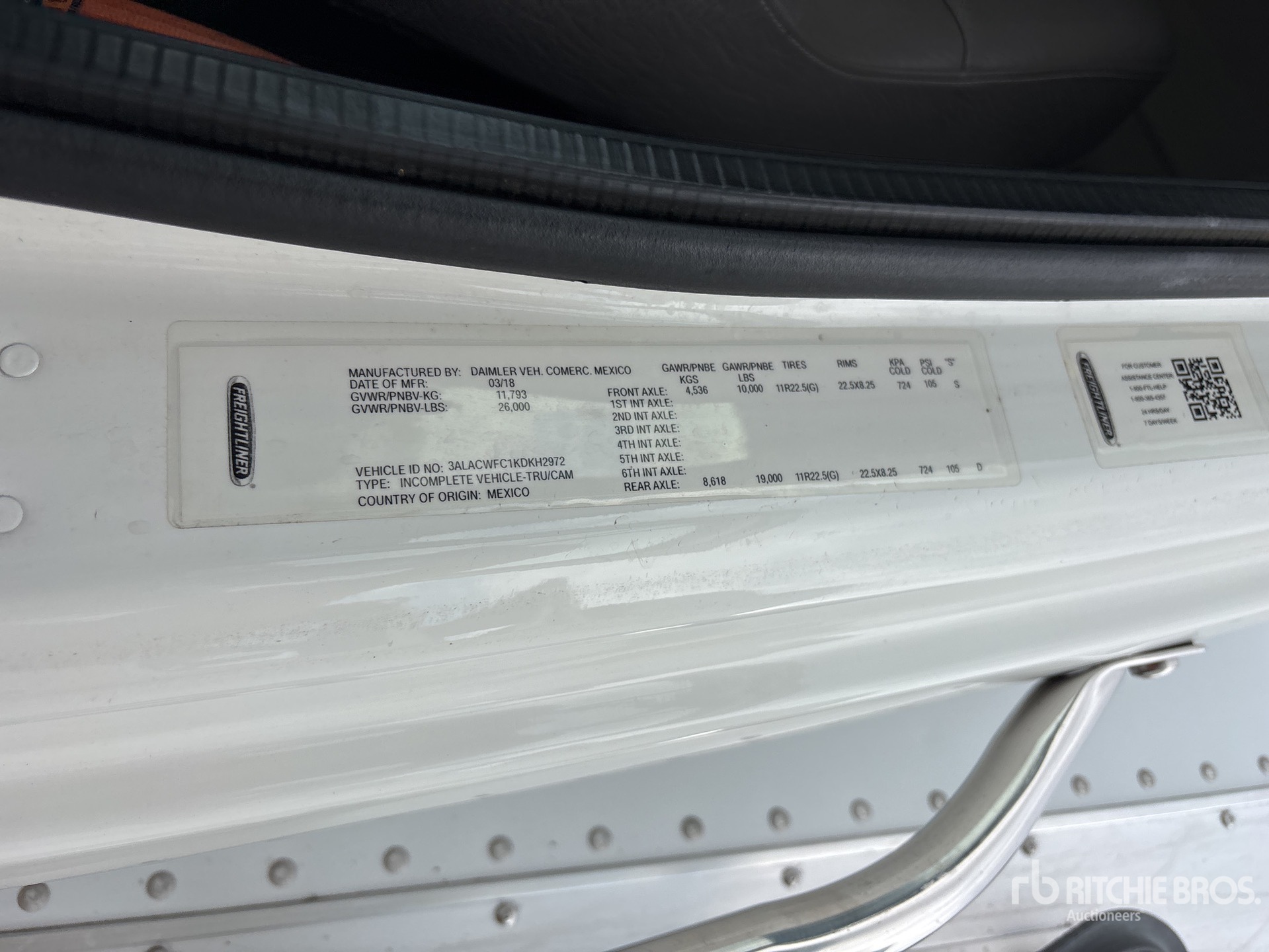 General Appearance with Serial Number / VIN