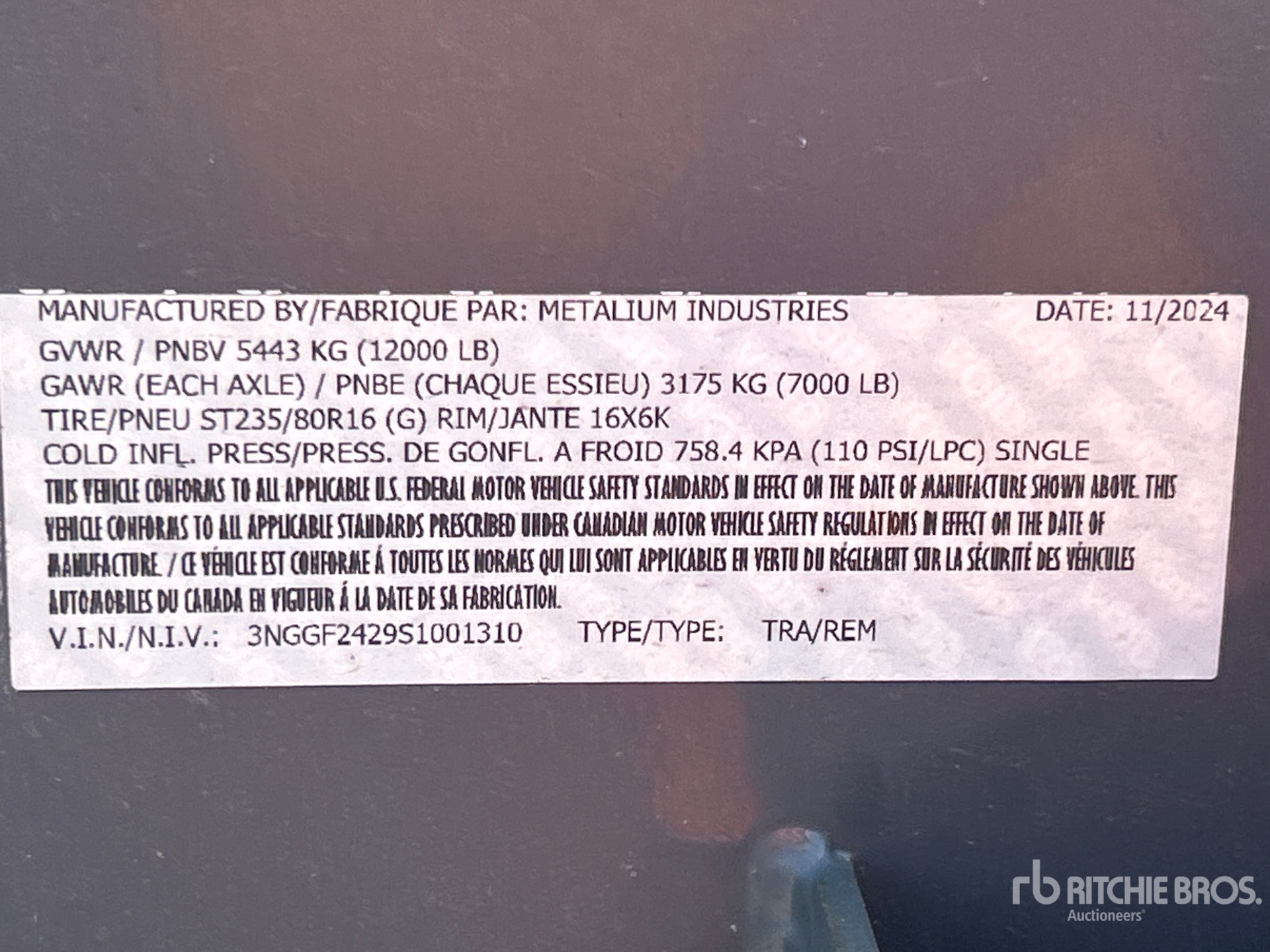 General Appearance with Serial Number / VIN