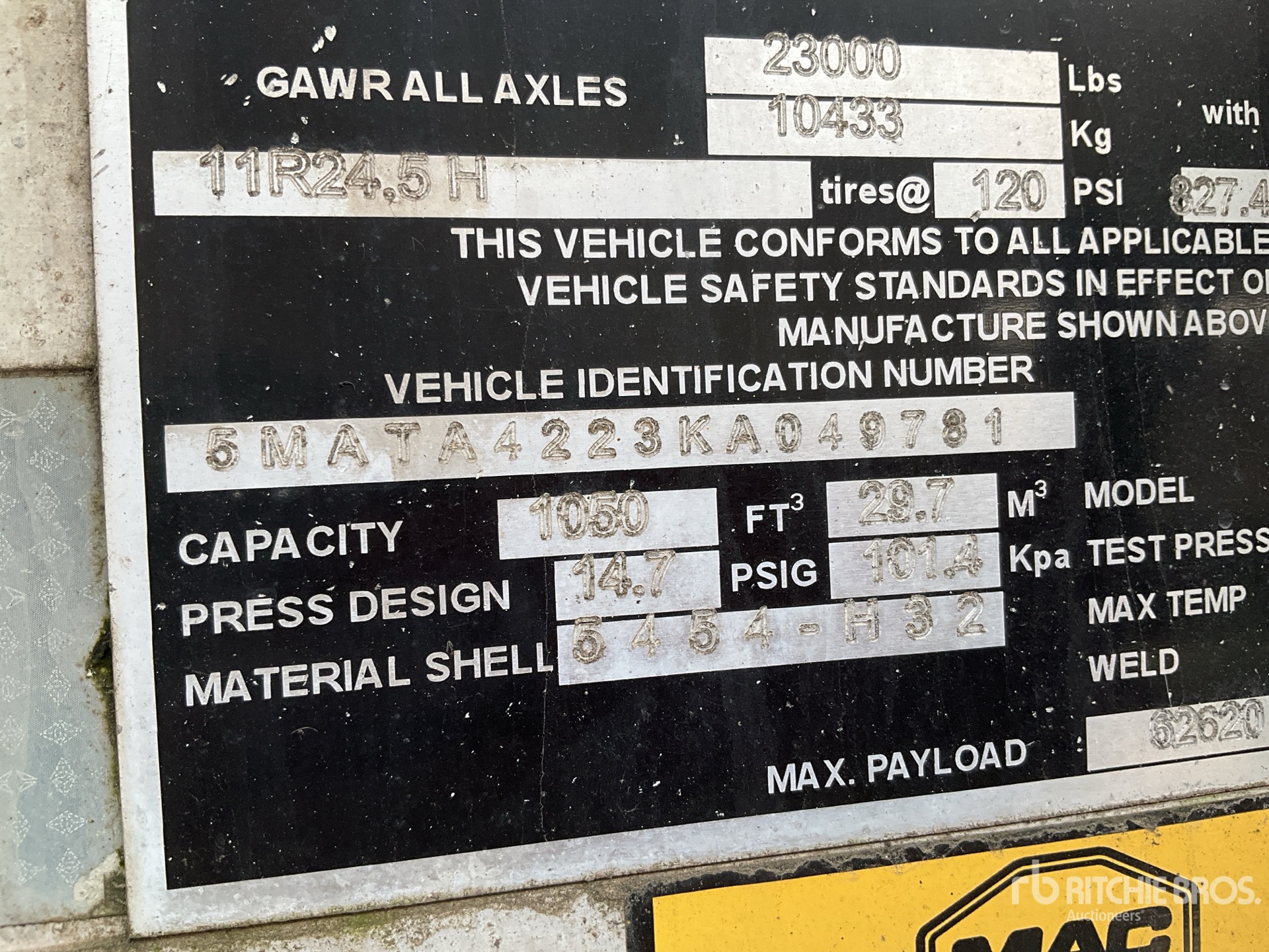 General Appearance with Serial Number / VIN