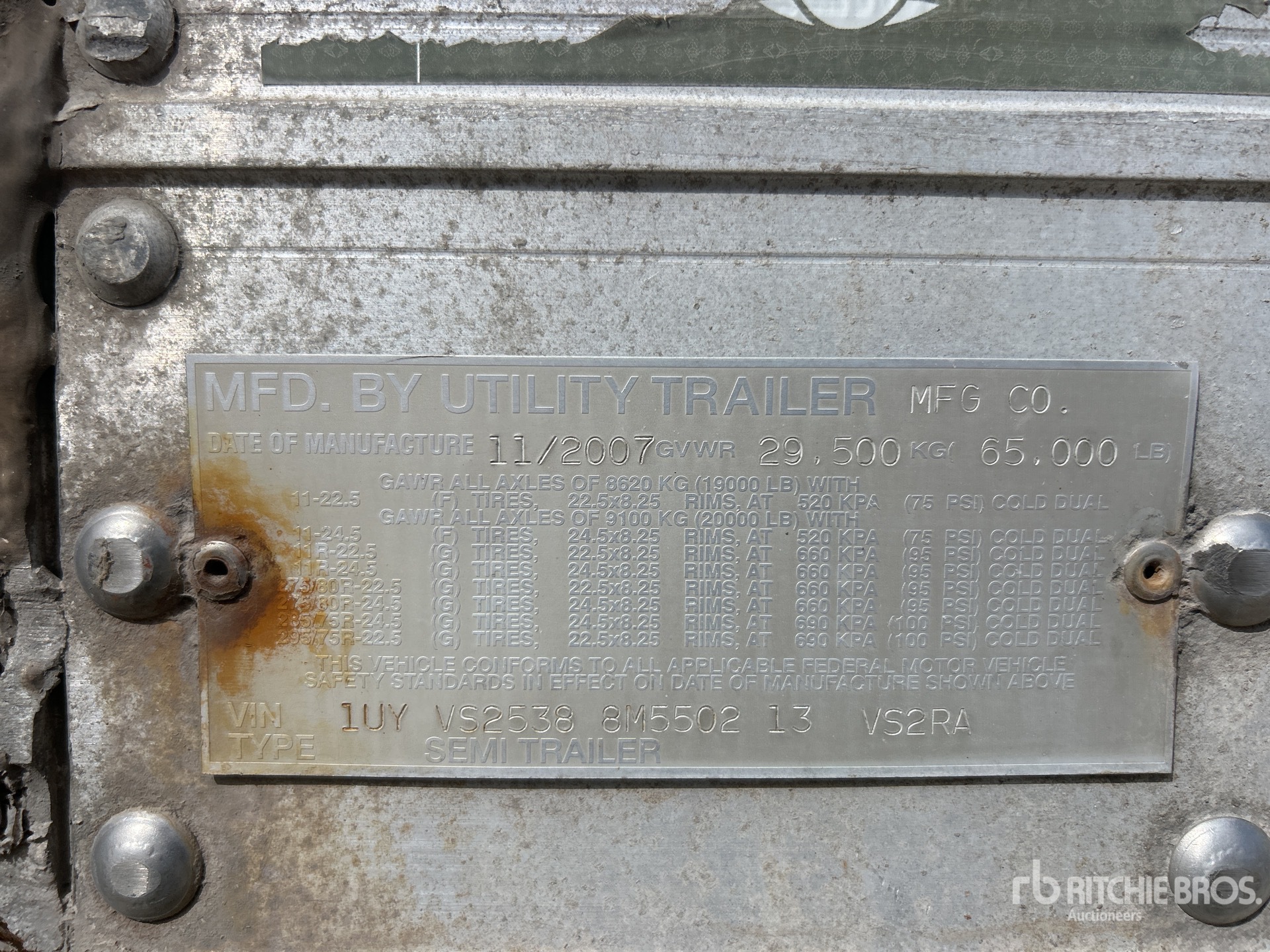 General Appearance with Serial Number / VIN
