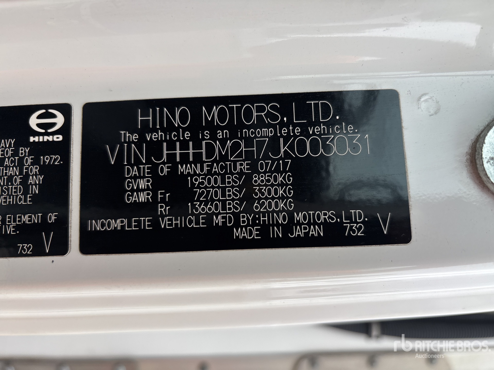General Appearance with Serial Number / VIN