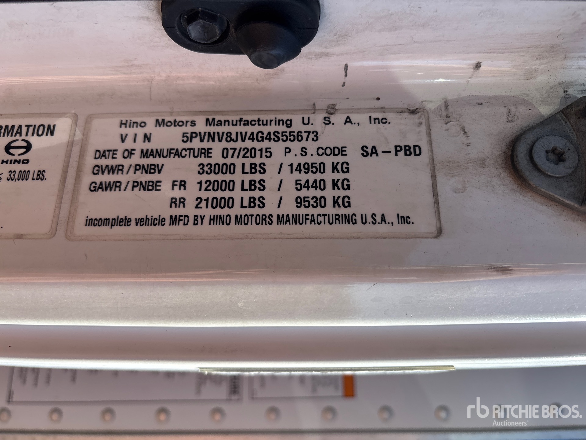 General Appearance with Serial Number / VIN