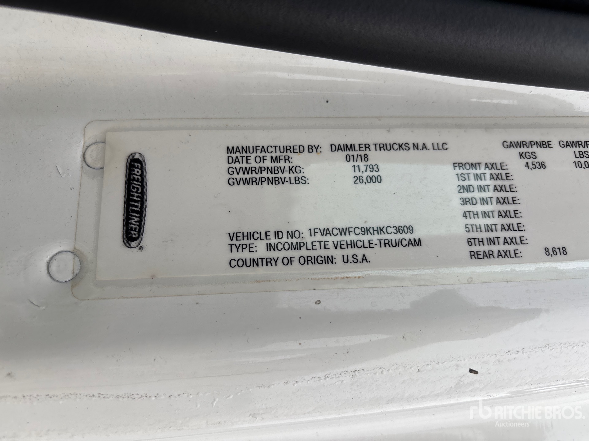 General Appearance with Serial Number / VIN